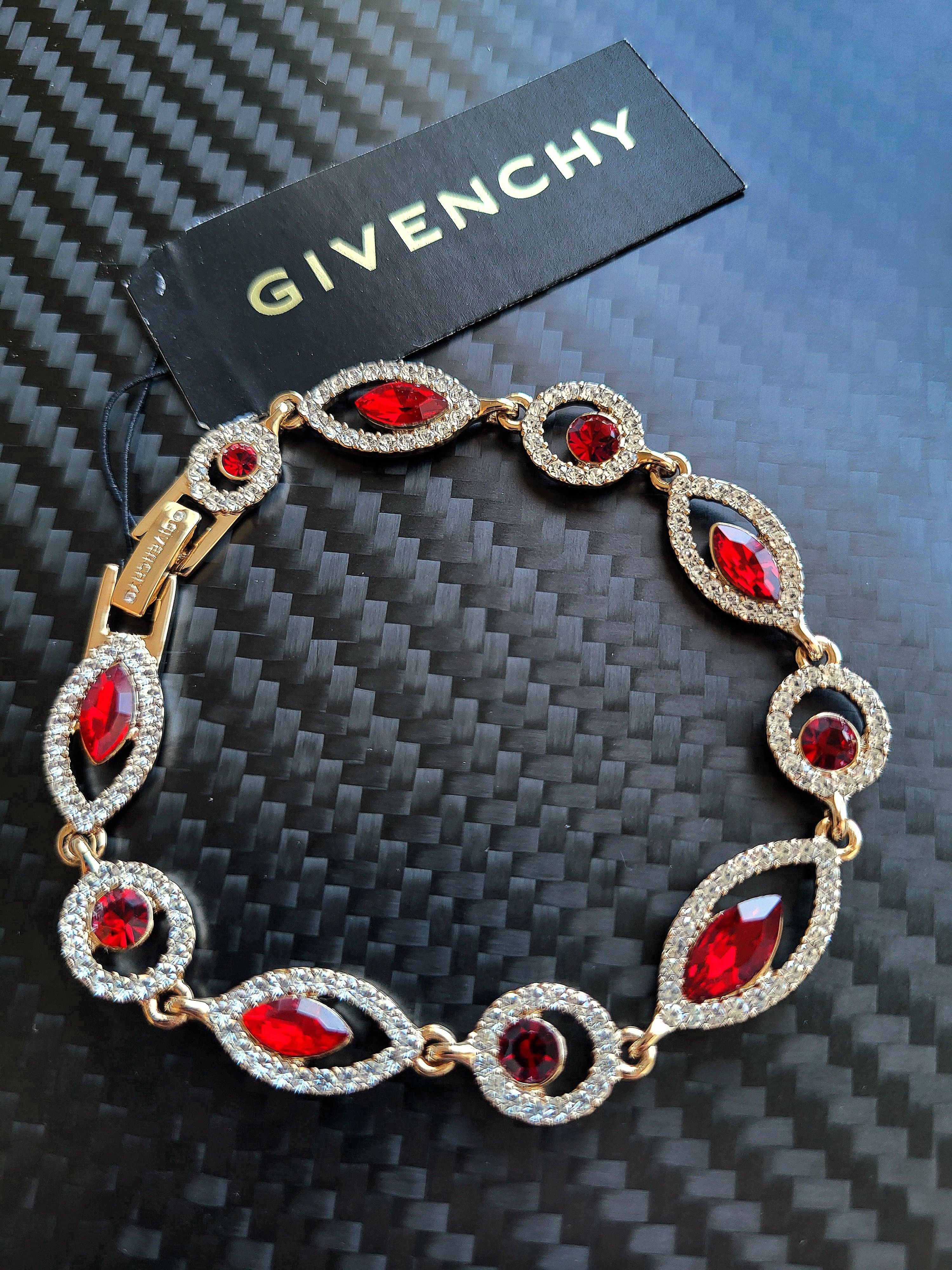 image of Givenchy Ruby Halo Eye Crystal Gold Bracelet, Men's