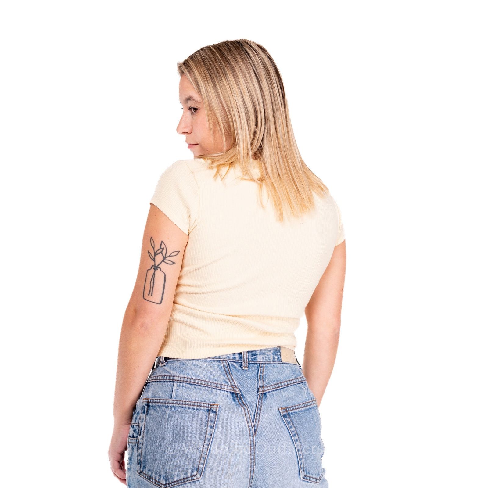 Vintage Vintage 90s Sunshine Yellow Cropped Ribbed Tee Size M / US 6-8 / IT 42-44 - 5 Thumbnail