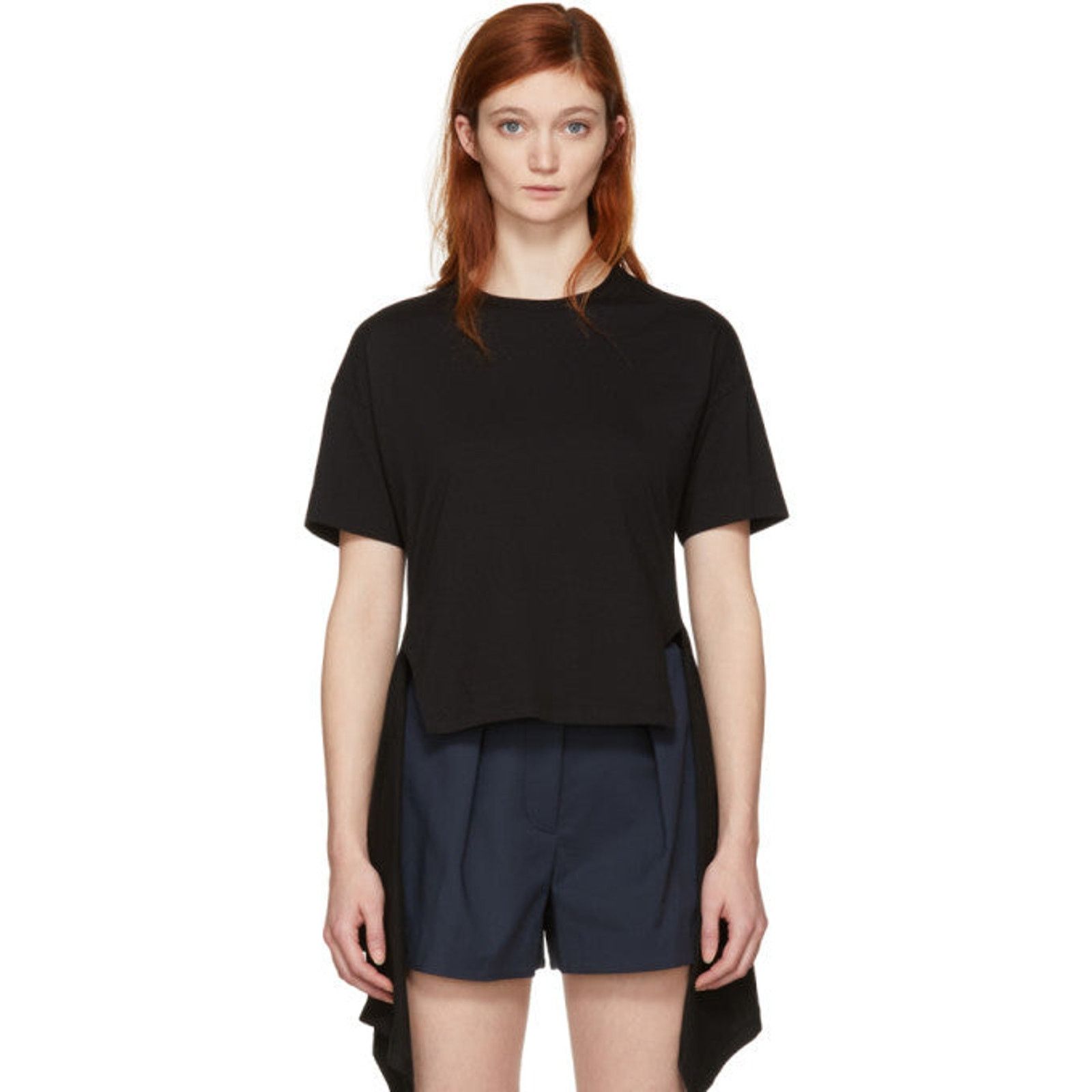 Cedric Charlier Cedric Charlier Elongated Hem Tee - Black Size M / US 6-8 / IT 42-44 - 1 Thumbnail