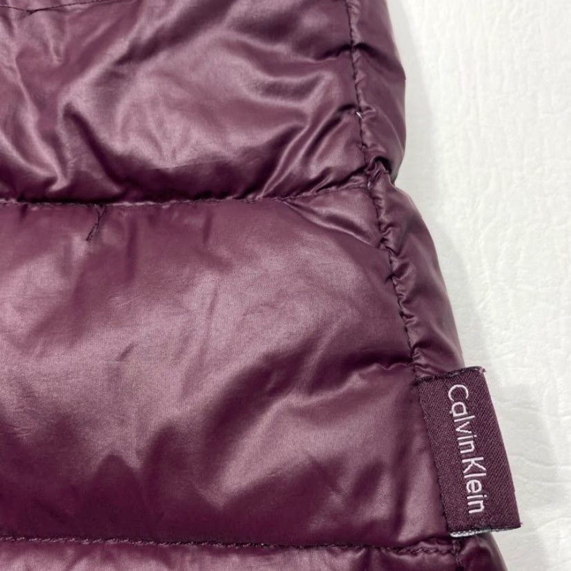 Calvin Klein Calvin Klein Down Puffer Jacket Womens Medium Maroon Long Hooded Packable Light Size M / US 6-8 / IT 42-44 - 7 Thumbnail