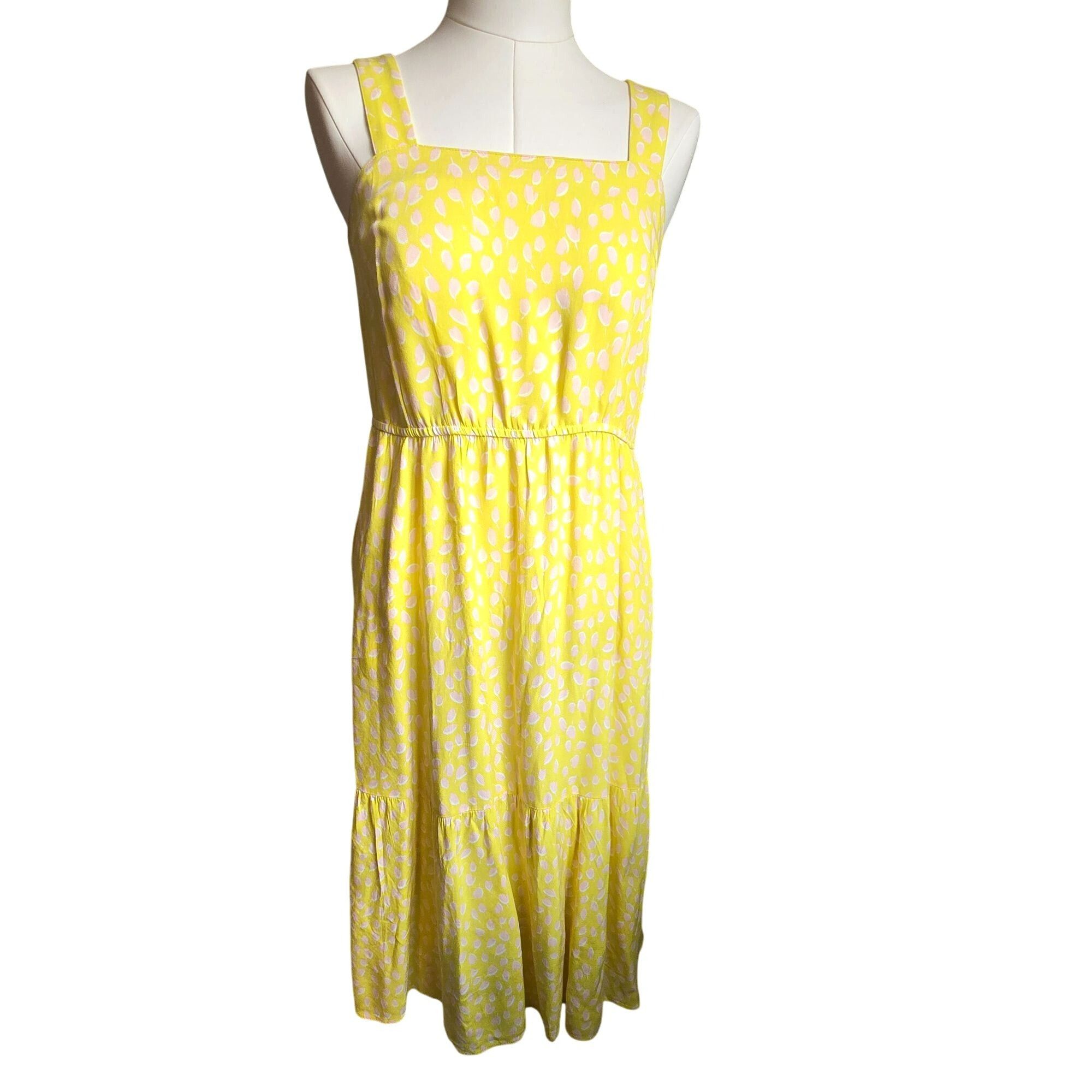 Other Yellow Sleeveless Maxi Dress With Pink Leaf Print & Elastic Size M / US 6-8 / IT 42-44 - 2 Thumbnail