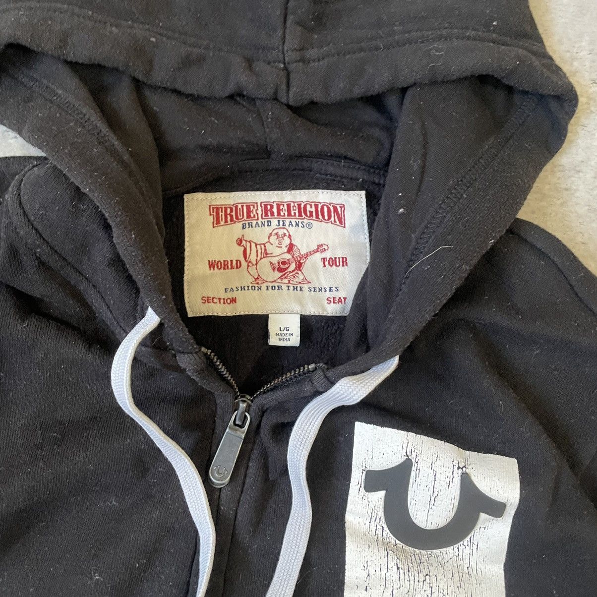True Religion × Vintage True Religion Black Basic Zip-Up Hoodie Big Logo Size US L / EU 52-54 / 3 - 5 Thumbnail