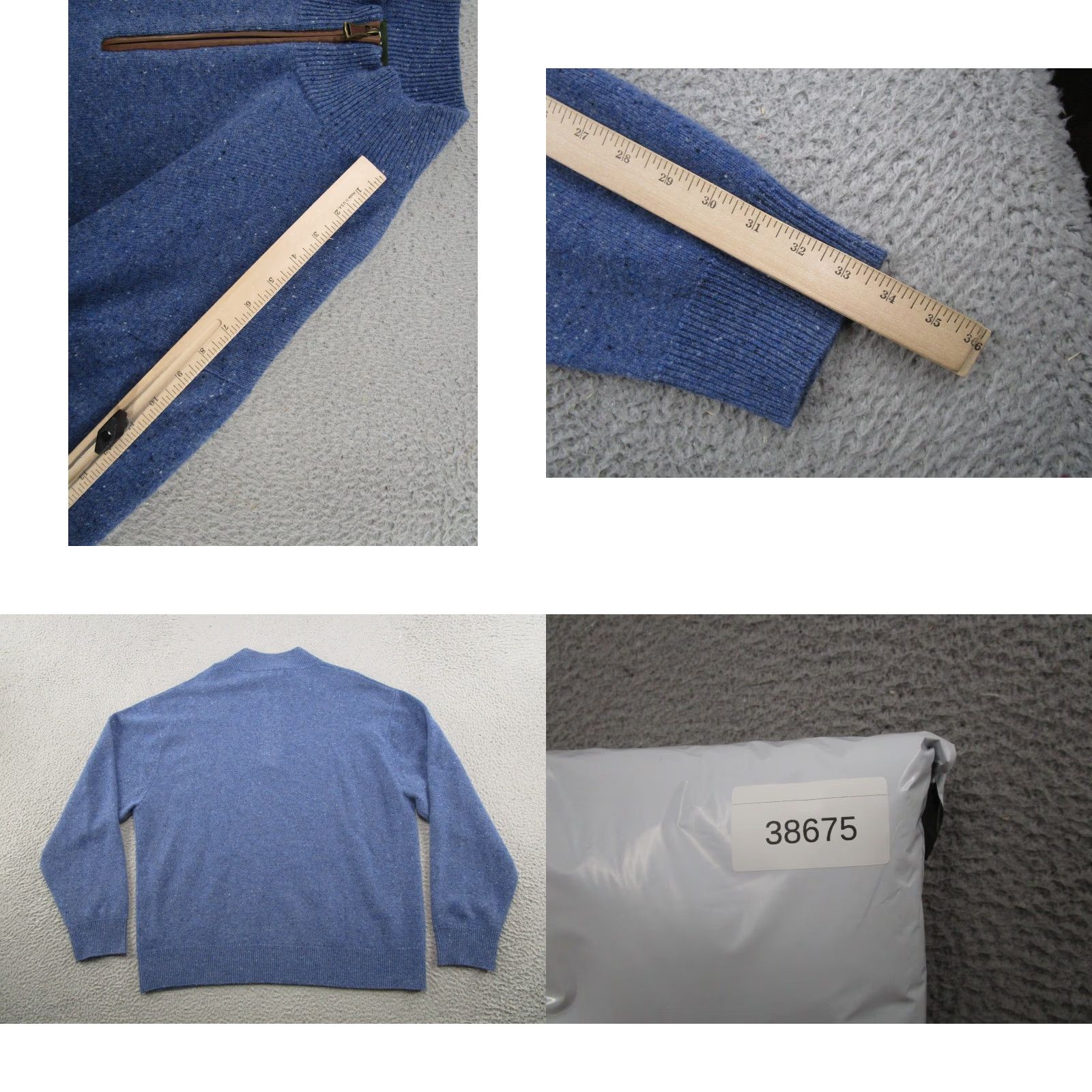 Orvis Orvis Sweater Mens 2XL Blue 1/4 Zip Mock Neck 100% Wool Pullover Suede Trim Size US XXL / EU 58 / 5 - 8 Thumbnail