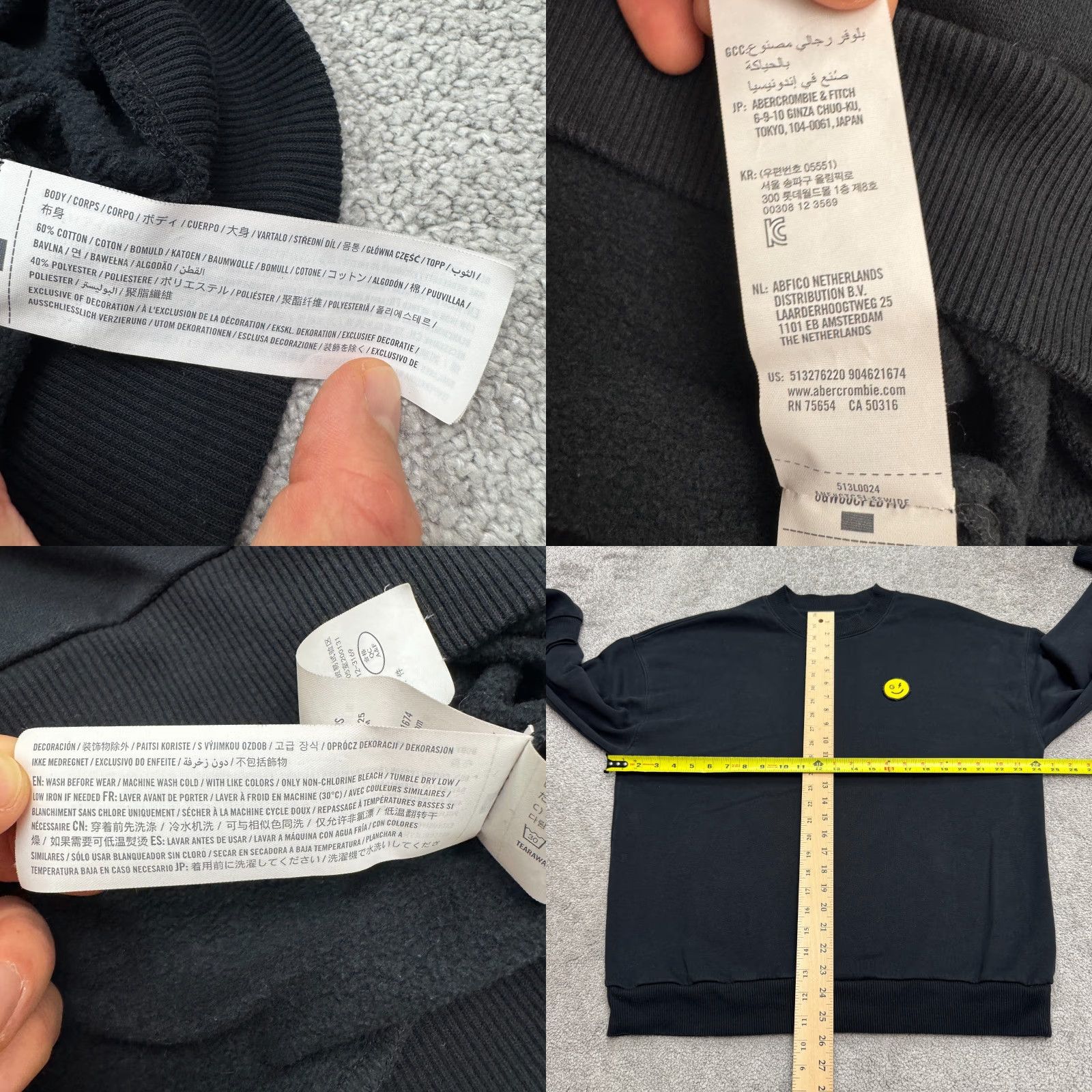 Vintage GILLY HICKS Sweatshirt Shirt Unisex Medium Black Crew Neck Fleece Smiley Pullover All Seasons Cadual Outdoor 90s Mens Womens Boys Girls Size US M / EU 48-50 / 2 - 8 Thumbnail
