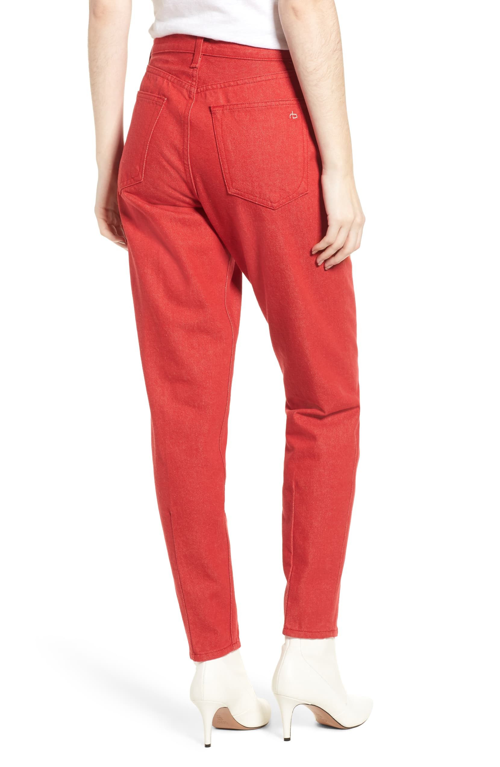Rag & Bone RAG & BONE Ash slim fit high rise crop leg bull red jeans 24 Size 24" / US 00 / IT 34 - 3 Thumbnail
