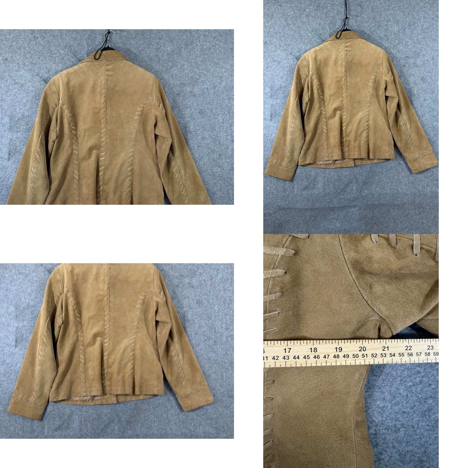 Vintage VINTAGE? No. Très Jolie Western Jacket Womens XL Beige Suede Leather Slim Fit Lined Boho Size XL / US 12-14 / IT 48-50 - 8 Thumbnail