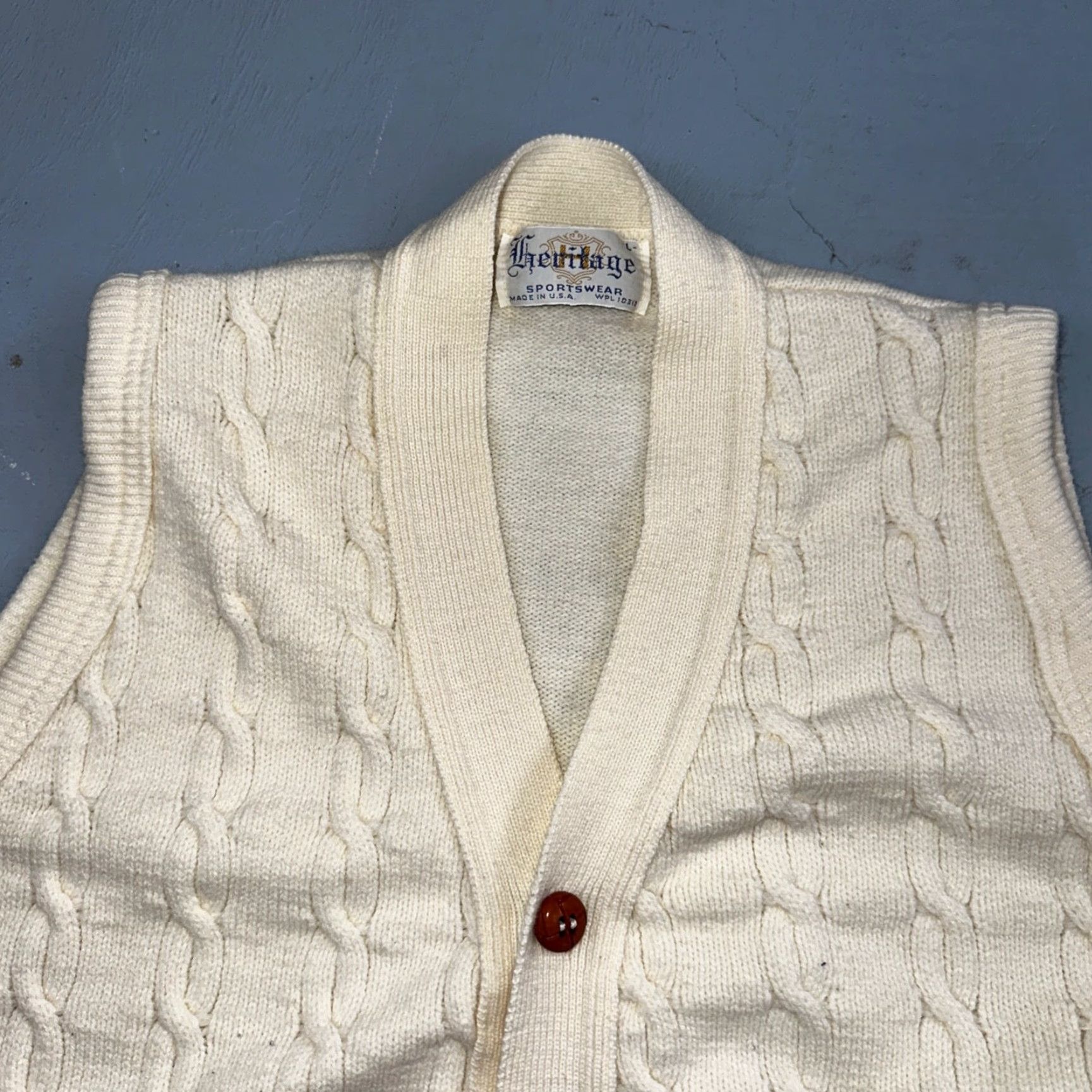 Vintage Vintage Heritage Sweater Vest L Mens USA Crewneck Cream Cable Knit Fisherman Size US L / EU 52-54 / 3 - 2 Thumbnail
