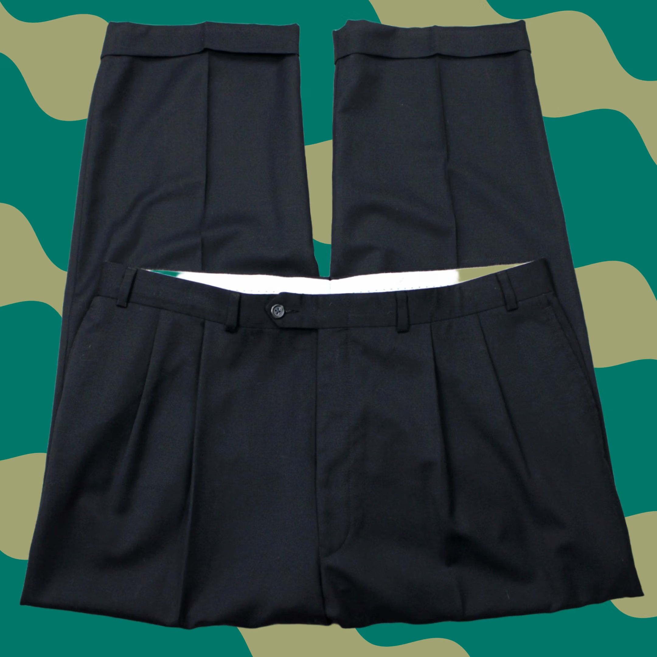 Ralph Lauren LAUREN Ralph Lauren Pants Men 38 x 28 Black Wool Pleated Cuffed 100% Wool Dress Pants Regular fit Mens Straight Leg Classic Size US 38 / EU 54 - 1 Thumbnail