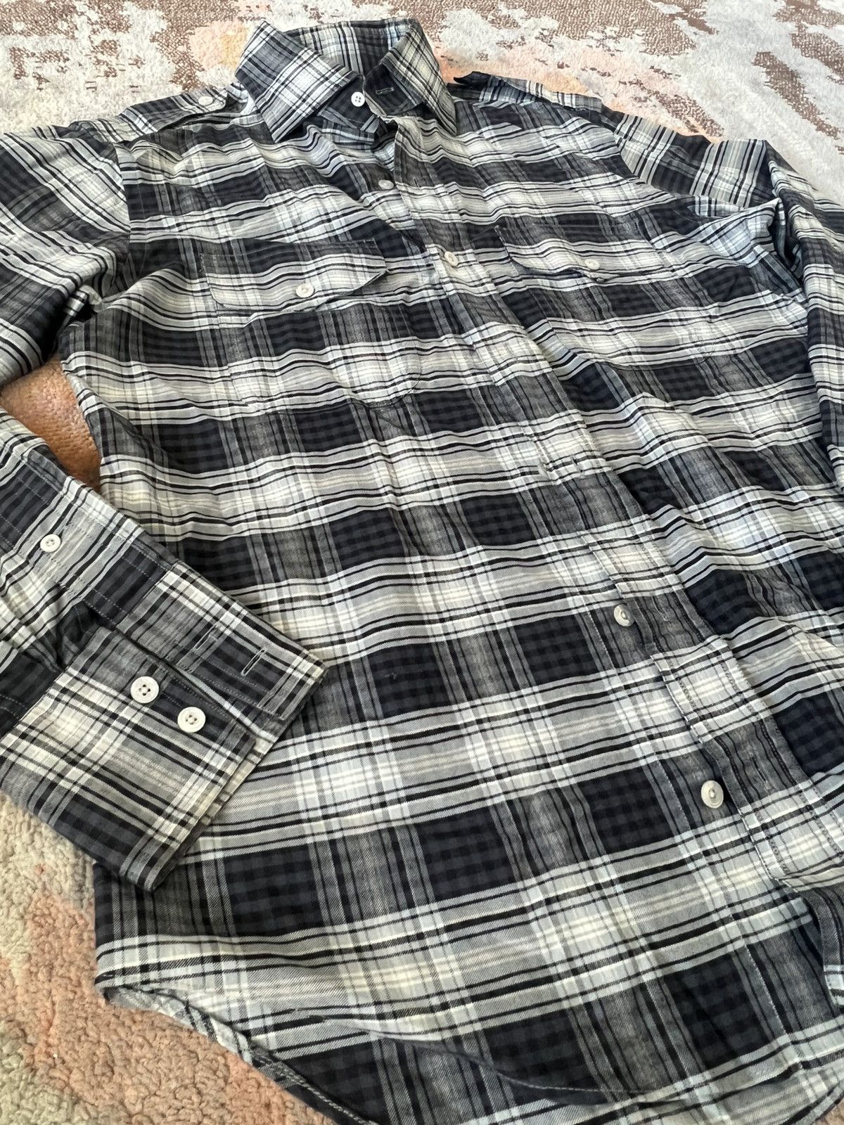 Tom Ford Tom Ford Plaid Button Up Black / White Size US M / EU 48-50 / 2 - 2 Thumbnail
