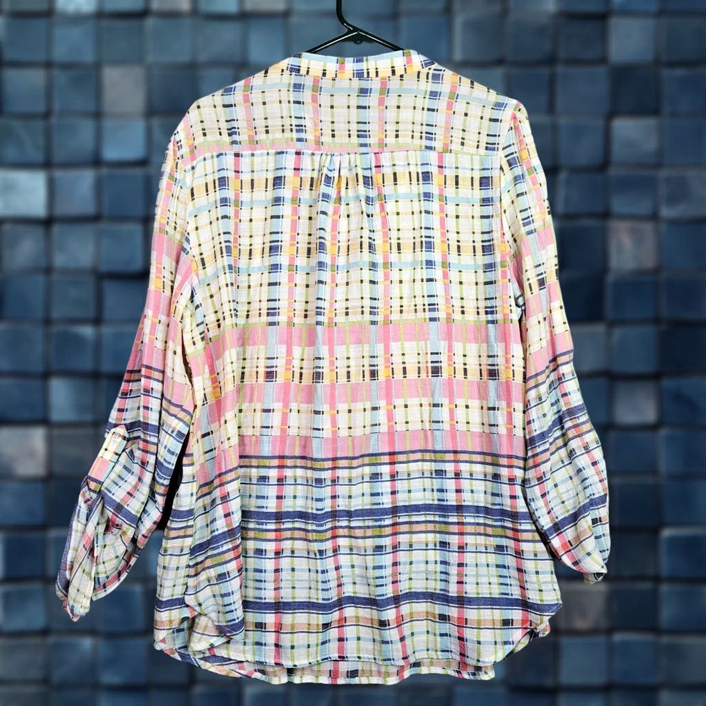 Vintage Zac & Rachel Women Plaid Blouse XL Roll Tab Sleeve Lightweight Top NWT Size XL / US 12-14 / IT 48-50 - 1 Thumbnail