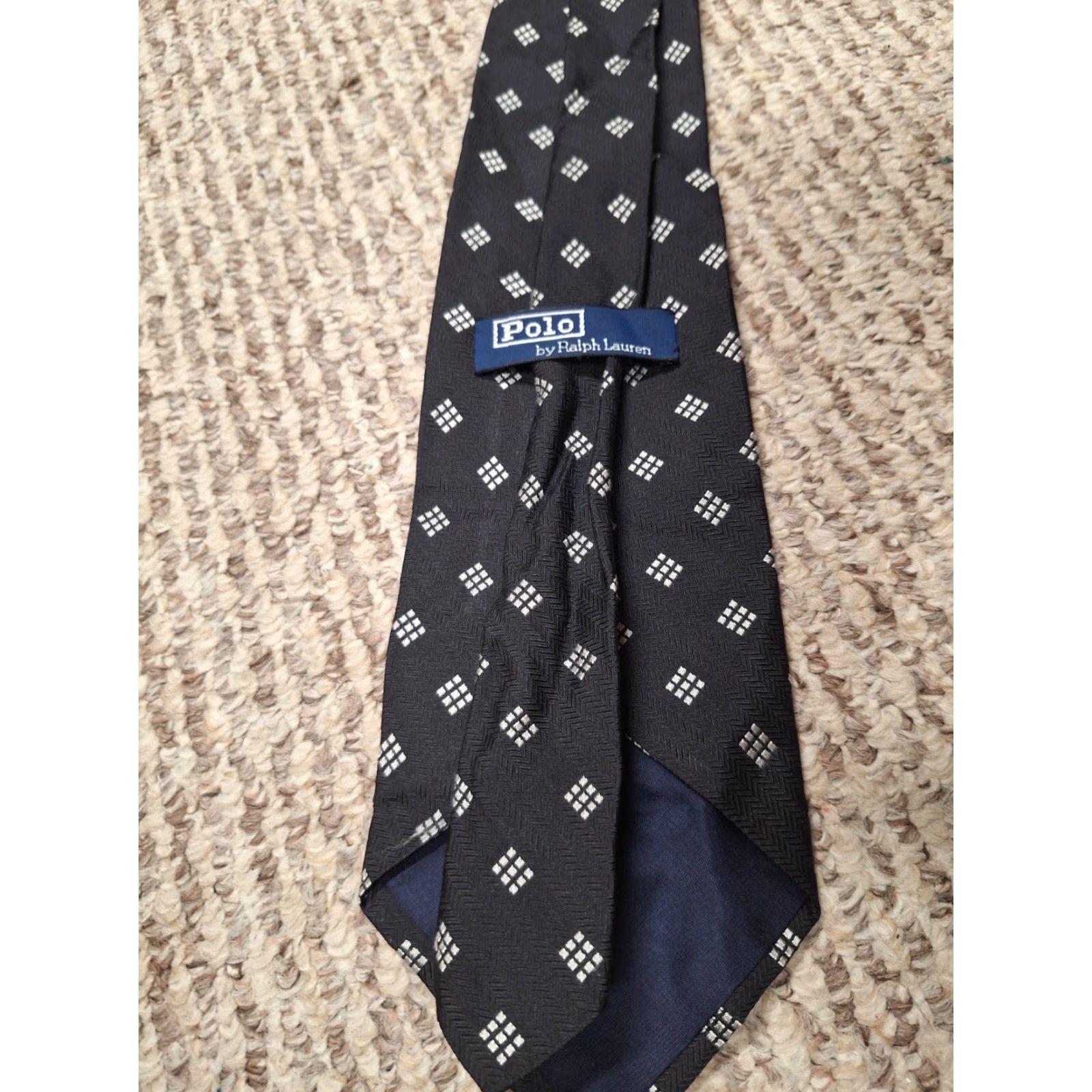 Polo Ralph Lauren VINTAGE Polo Ralph Lauren Tie Black Silver Geometric Hand Made in USA Size US M / EU 48-50 / 2 - 4 Thumbnail