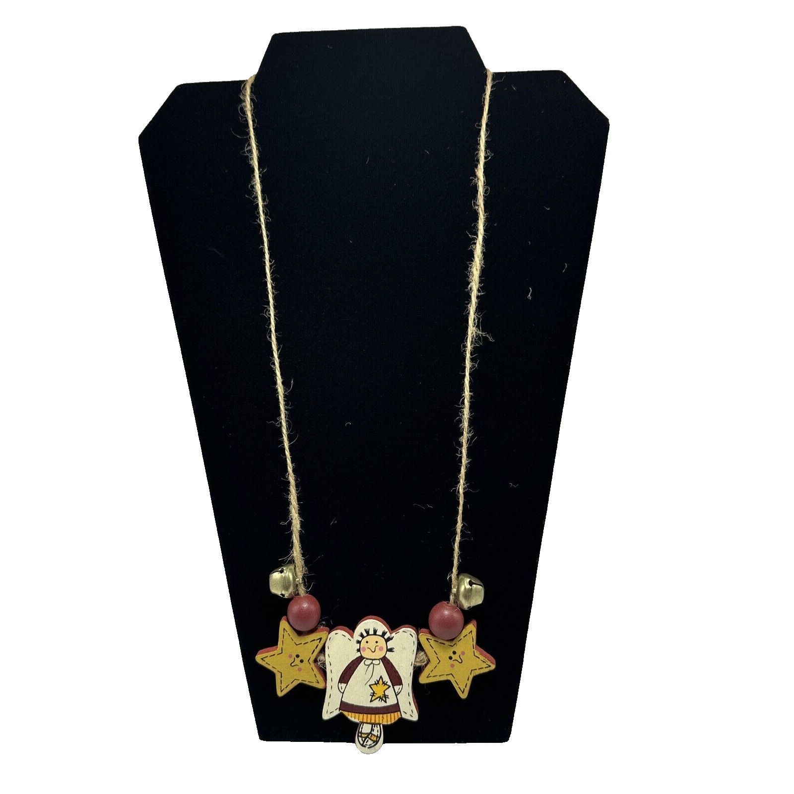 Other Angel Stars Bells Painted Wood Beads Holiday Necklace 22" Size ONE SIZE - 1 Thumbnail