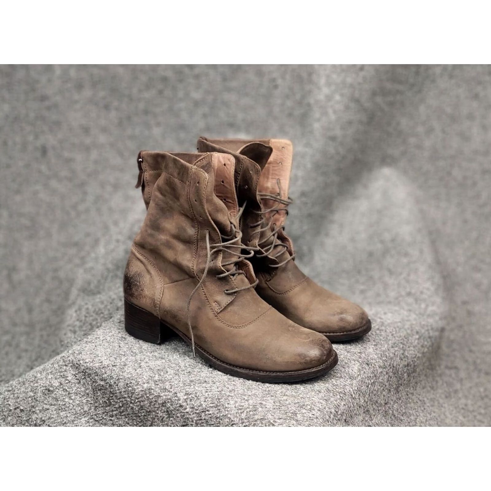 Pantanetti Pantanetti Design Brown Faded Leather Lace Up Womens Ankle Boots Size 32" / US 10 / IT 46 - 2 Thumbnail