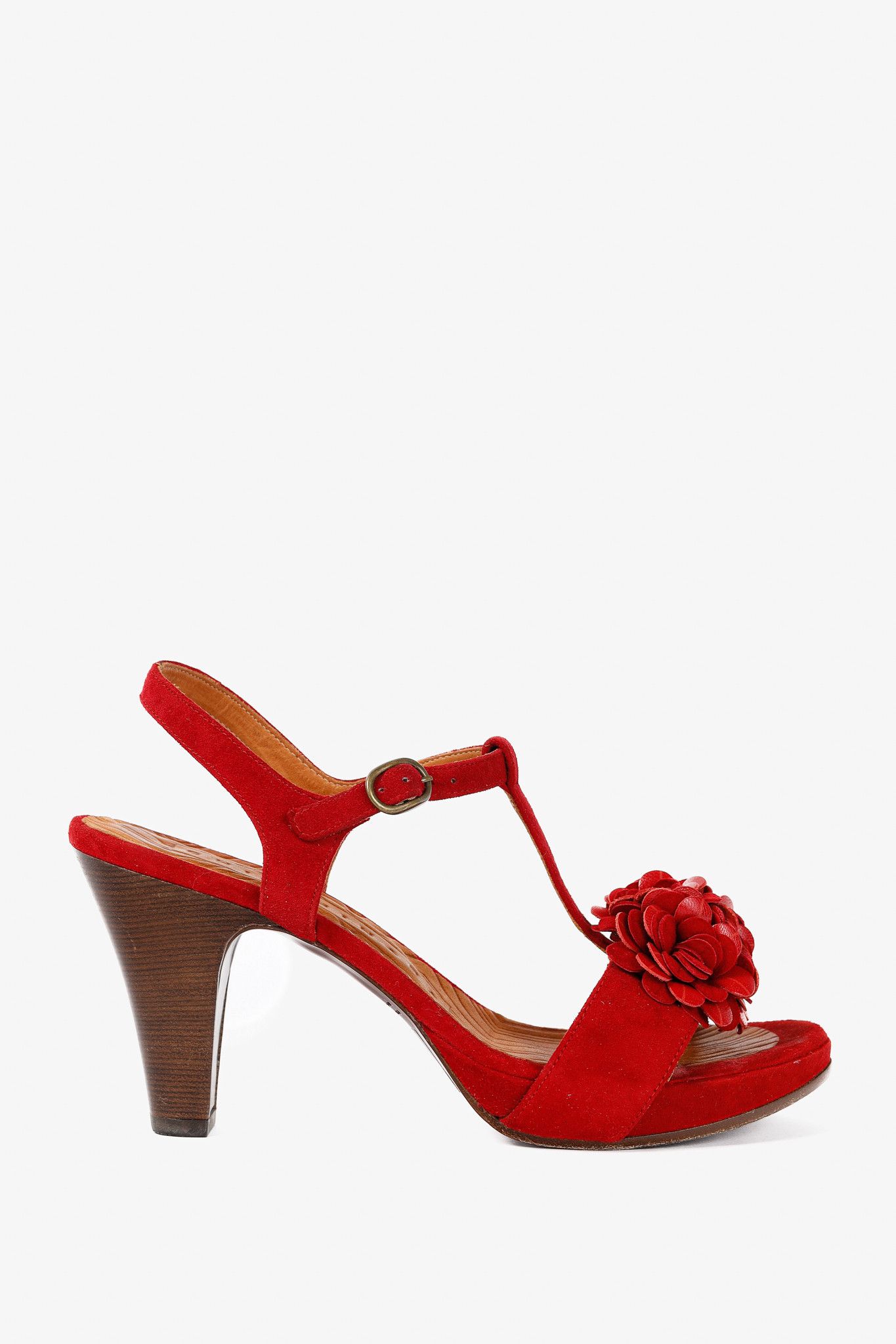 Designer Chie Mihara Xifon Rojo Suede Rosette Sandals Size US 6.5 / IT 36.5 - 1 Thumbnail