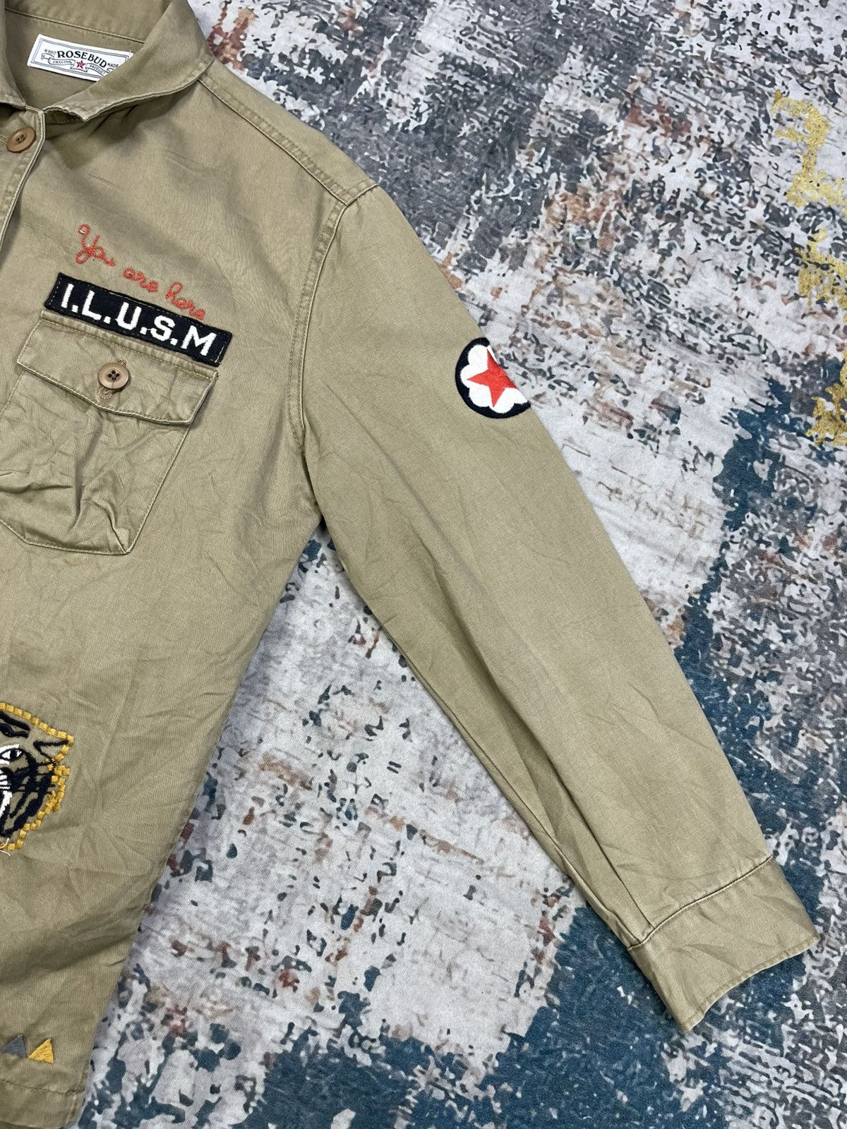 Japanese Brand Rosebud Embroidered Military Inspired Overshirt Jacket Size S / US 4 / IT 40 - 7 Thumbnail