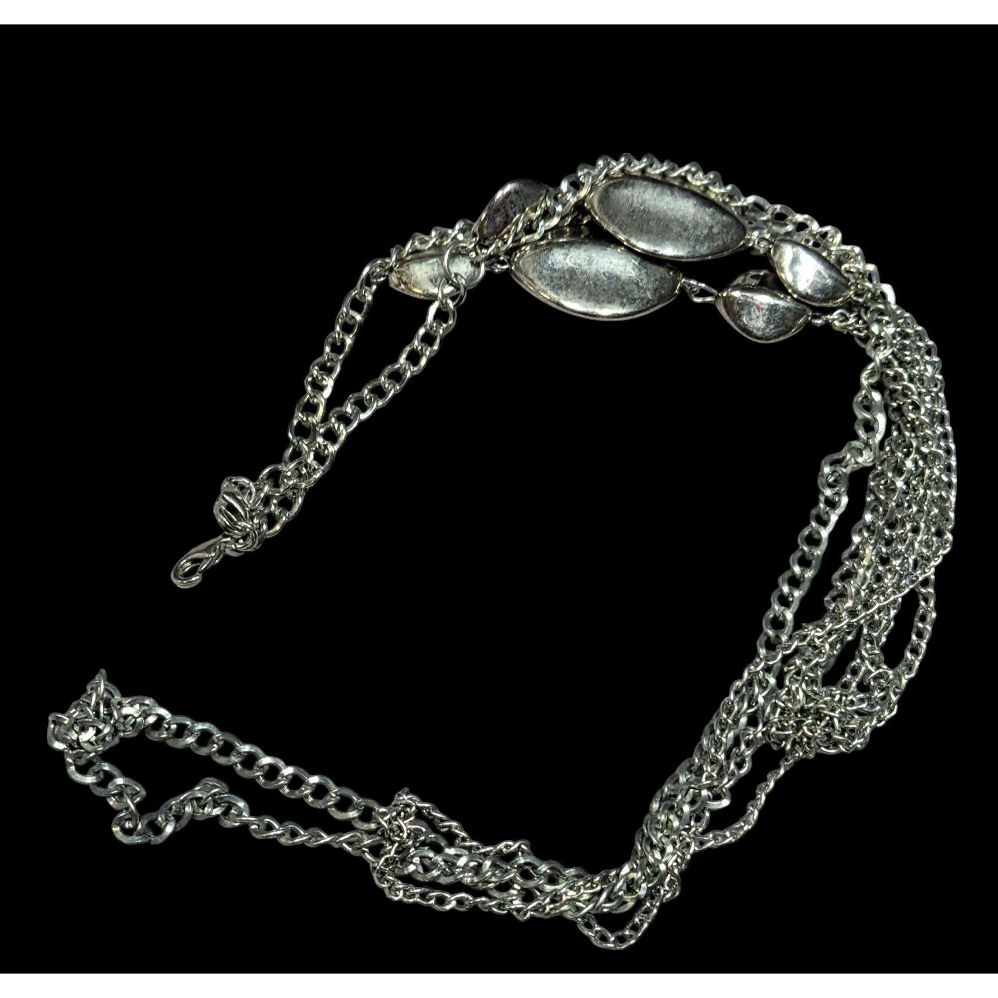 Other Layered Silver Tone Chain Necklace With Abstract Bead Accent Size ONE SIZE - 3 Thumbnail