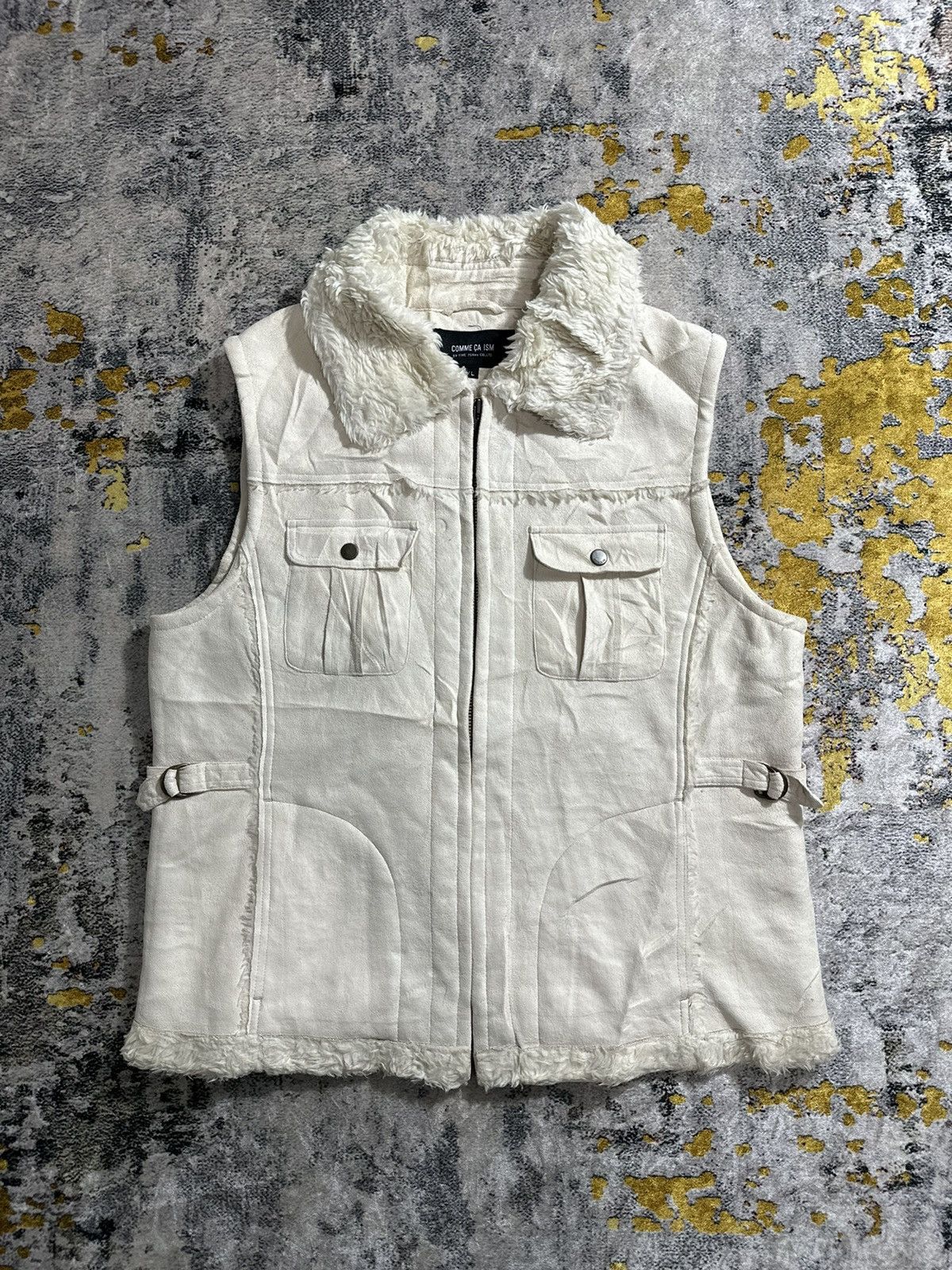 Grey Vest North Face Furry Fleece Vest Vintage White Fuzzy North