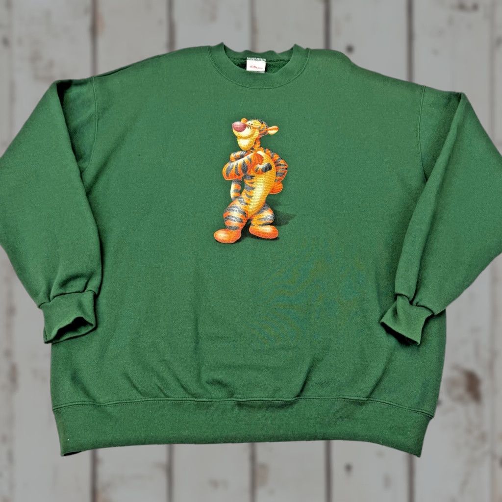 Disney VINTAGE Disney Store Sweatshirt Mens XL Green Tigger Graphic Fleece Crewneck 90s Size US XL / EU 56 / 4 - 1 Thumbnail