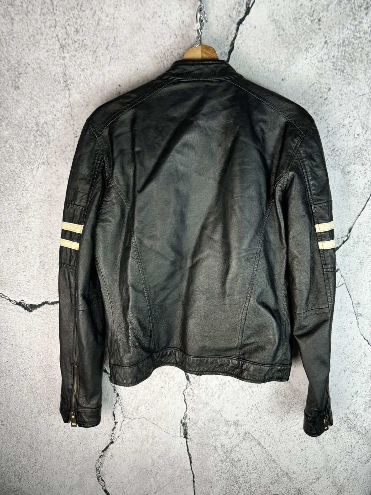Genuine Leather Vintage leather biker racing jacket striped racer Size US S / EU 44-46 / 1 - 2 Thumbnail