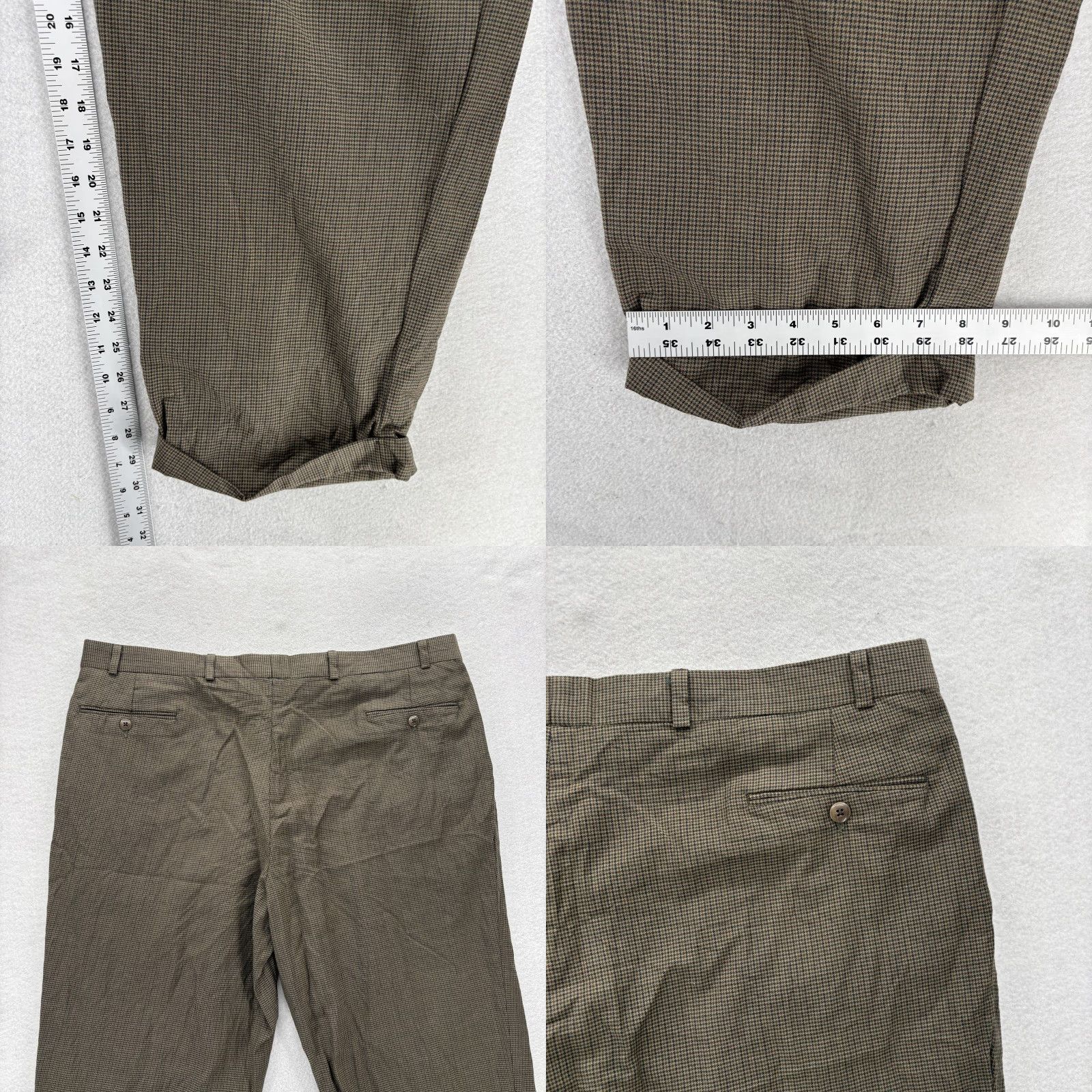 Polo Ralph Lauren Polo Ralph Lauren Dress Pants Mens 40x30 Brown Wool Cashmere Pleated Check Vintage Size US L / EU 52-54 / 3 - 8 Thumbnail