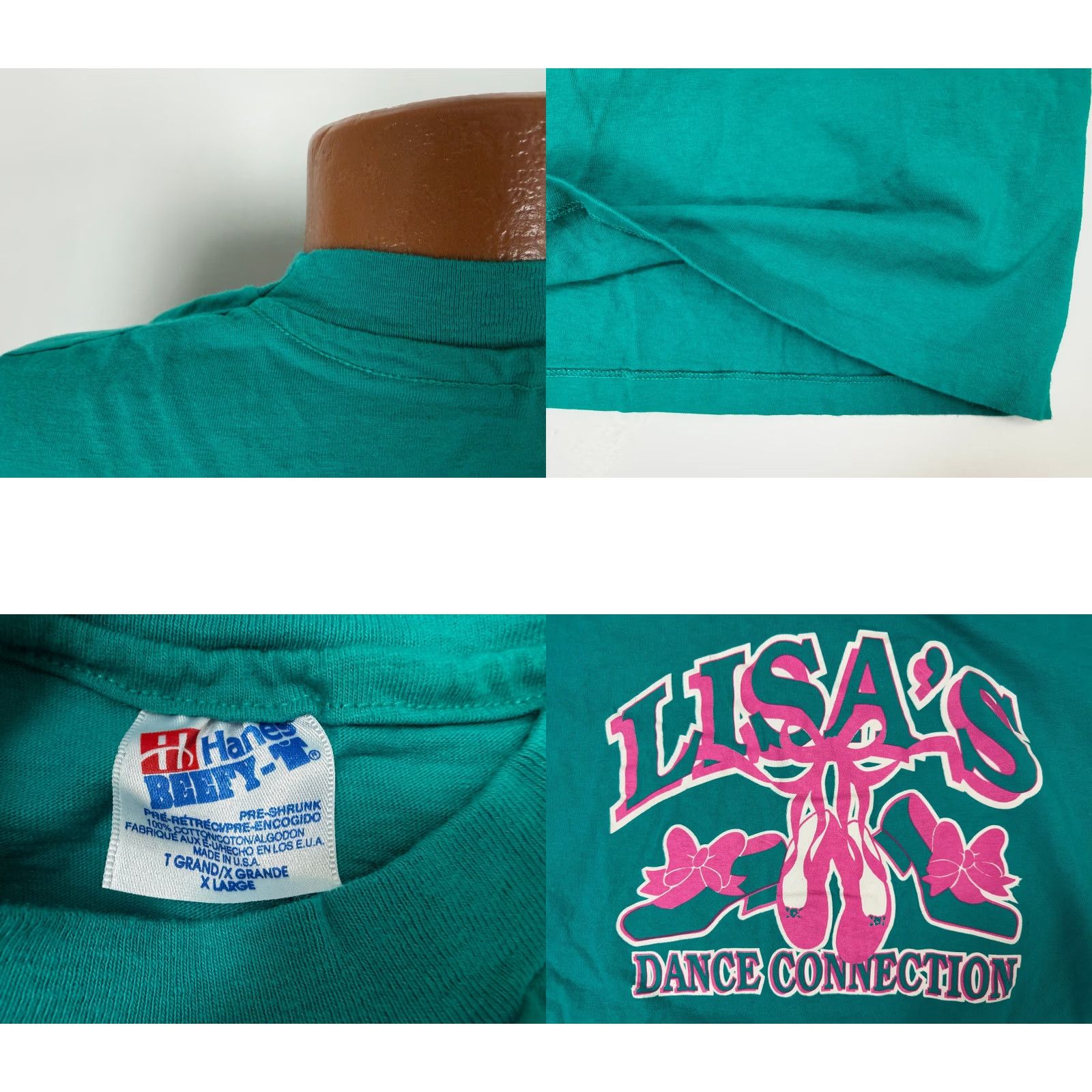 Hanes VINTAGE 90s Hanes T-Shirt Dance Connection Ballerina Pink Teal Adult XL Green 90s, Dance, Funny, Hipster, Outdoor, Sports Mens Shirt XS-XL Size US XL / EU 56 / 4 - 8 Thumbnail