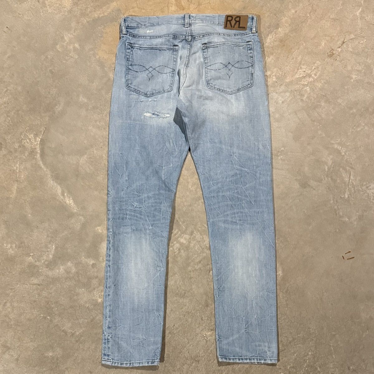 RRL Ralph Lauren RRL Ralph Lauren Faded Repaired Japanese Slim Narrow ...