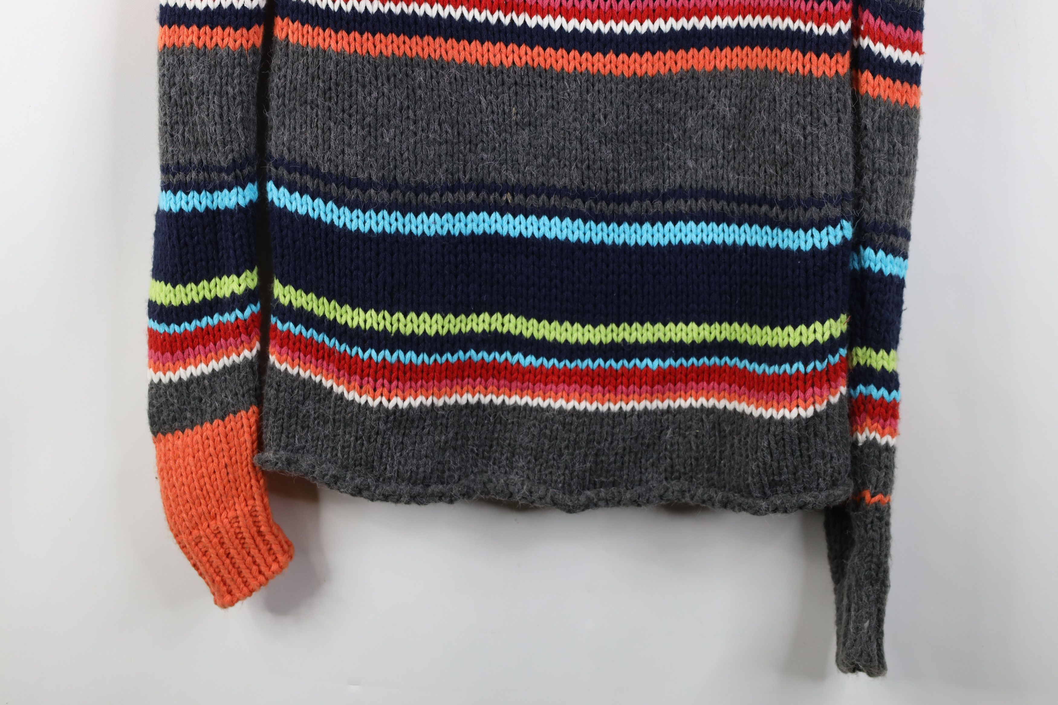 Vintage Vintage 90s Y2K Babydoll Rainbow Striped Turtleneck Sweater Size XL / US 12-14 / IT 48-50 - 3 Thumbnail