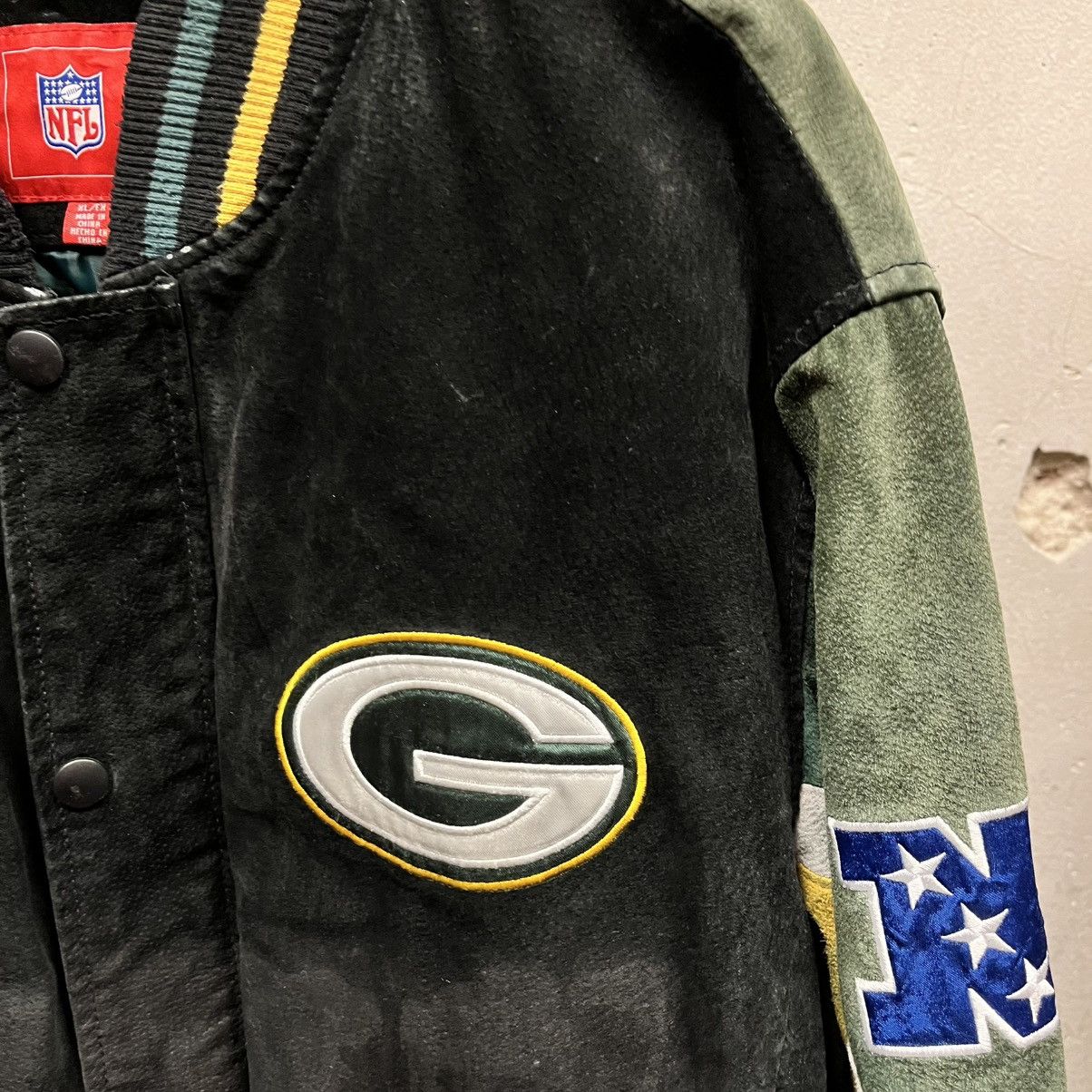 Starter Vintage 90s NFL Green Bay Packers Suede Leather Jacket Coat Size US XL / EU 56 / 4 - 3 Thumbnail