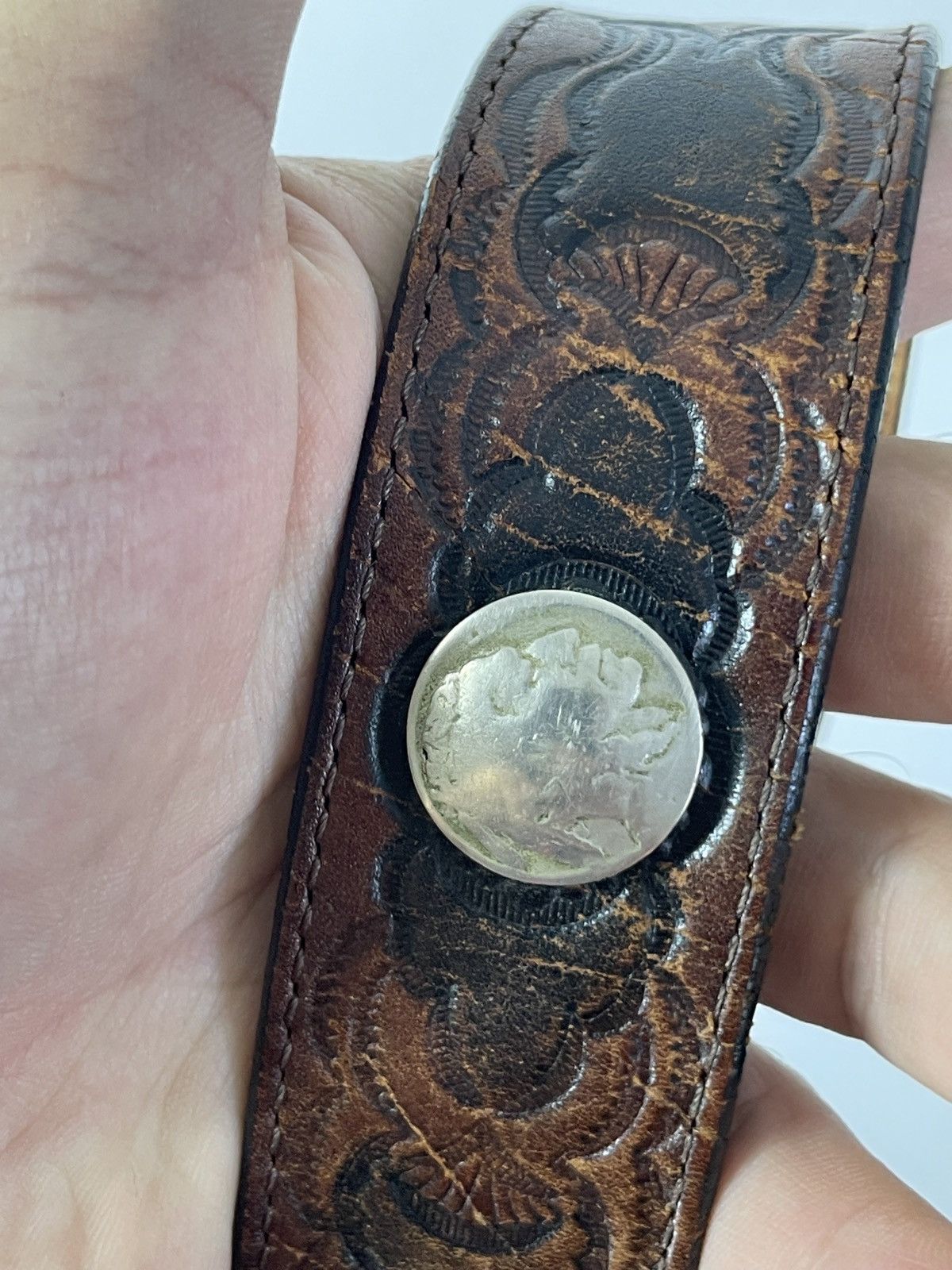 Vintage Solid Brass Vintage leather belt Size ONE SIZE - 8 Thumbnail