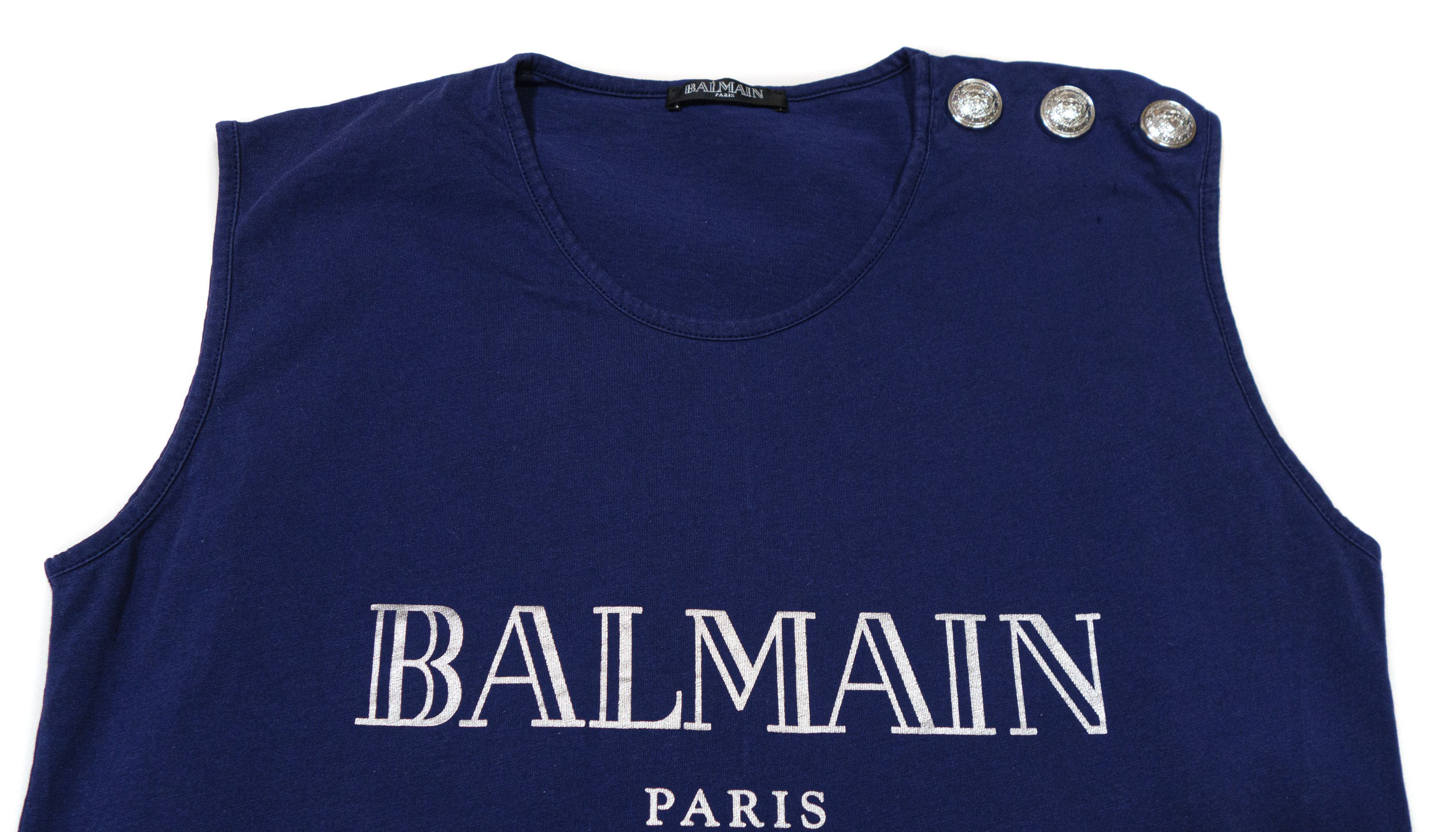 Balmain Big Logo Buttoned Tank Top Size XS / US 0-2 / IT 36-38 - 3 Thumbnail