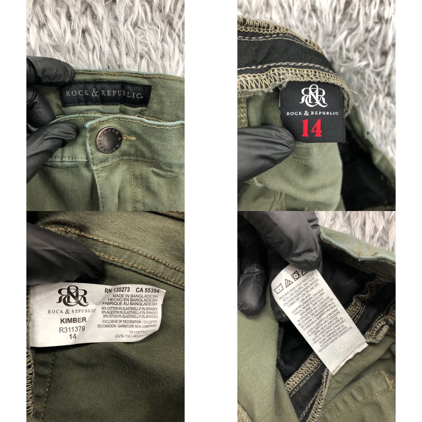 Vintage Rock & Republic Boyfriend Shorts Womens Size 14 Mid Rise Green Side Zip Rock & Republic Collection Contrast Logo 5-Pocket Casual Shorts Womens Size 36" / US 14 / IT 50 - 8 Thumbnail