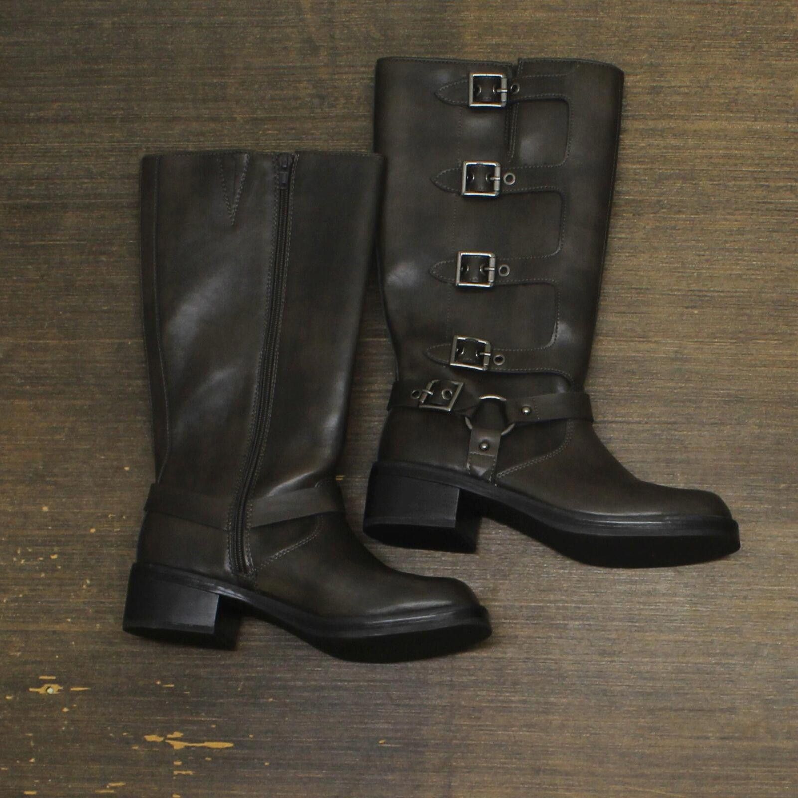 Designer NEW Wild Fable Tall Moto Buckle Boots 90366583 Brown 8M Size US 8 / IT 38 - 1 Thumbnail