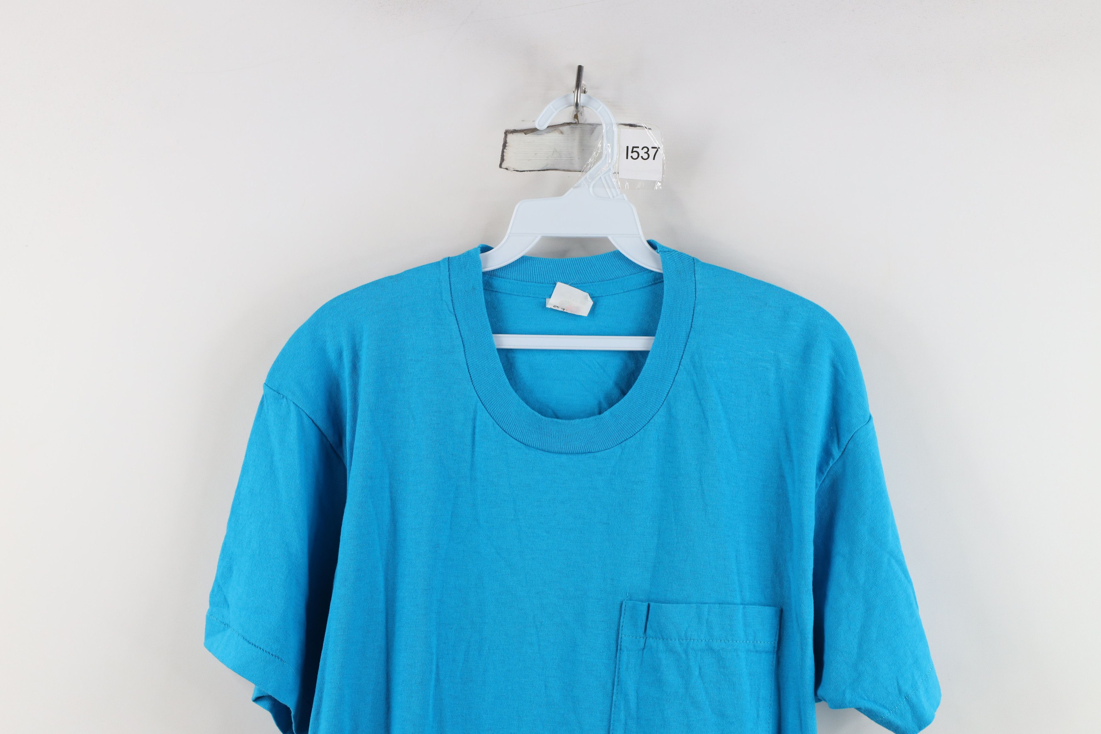 Vintage Vintage 90s Streetwear Blank Cotton Pocket T-Shirt Blue USA Size US L / EU 52-54 / 3 - 2 Thumbnail