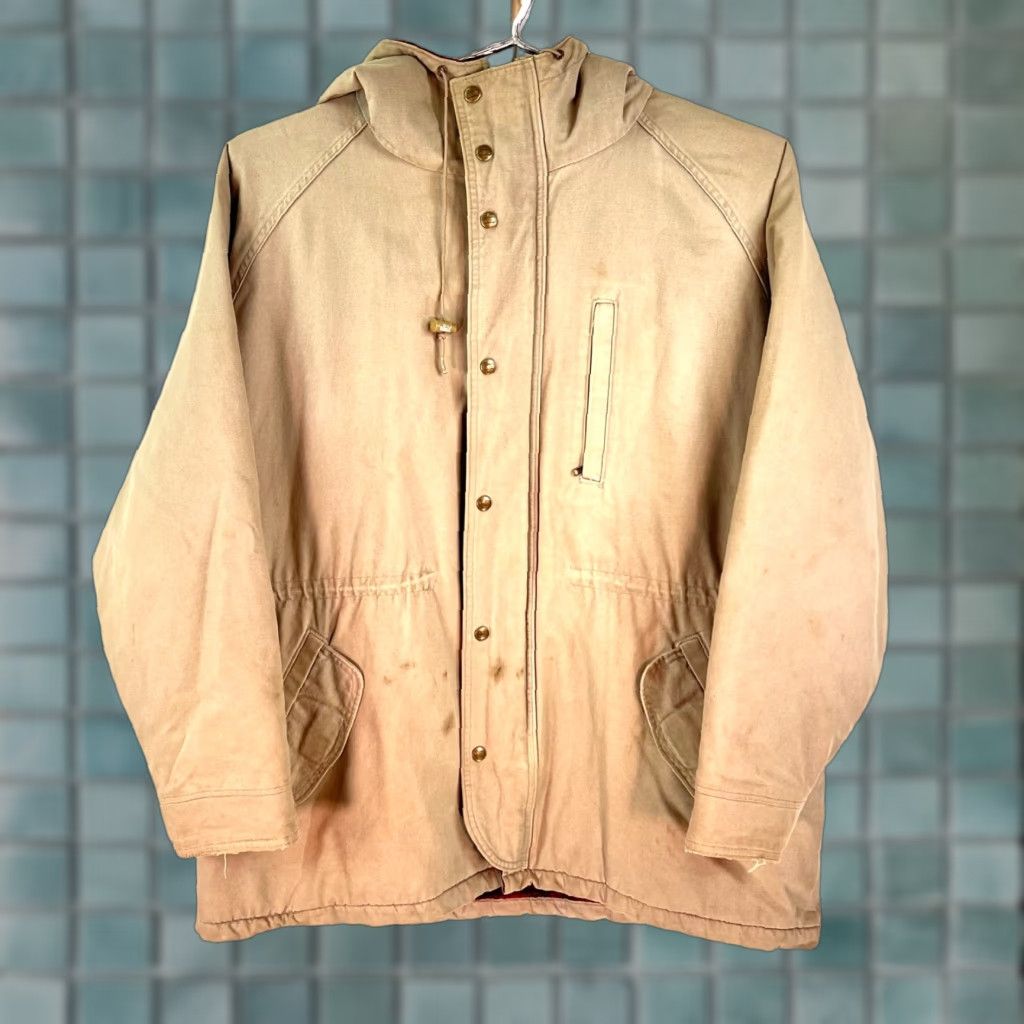 Vintage VINTAGE Woolrich Coat Mens XL Wool Lined Anorak Hooded Beige USA Made Wool Classic Vintage Coat XL Tan Beige Mens US Theme 90s? Size US XL / EU 56 / 4 - 1 Thumbnail