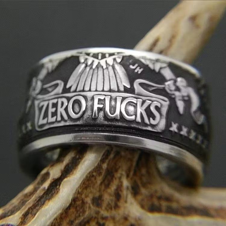 Japanese Brand × Vintage Retro Eagle wing zero fucks men's ring Size ONE SIZE - 4 Thumbnail