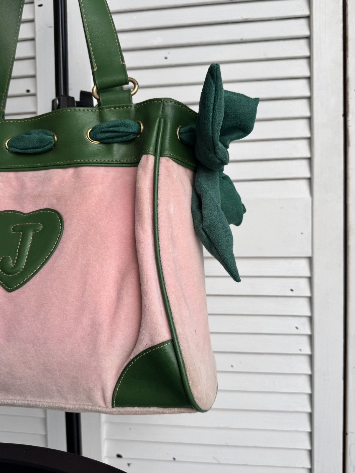 Juicy Couture Vintage Juicy Couture Daydreamer Velour Tote Bag Pink Green Size ONE SIZE - 12 Thumbnail
