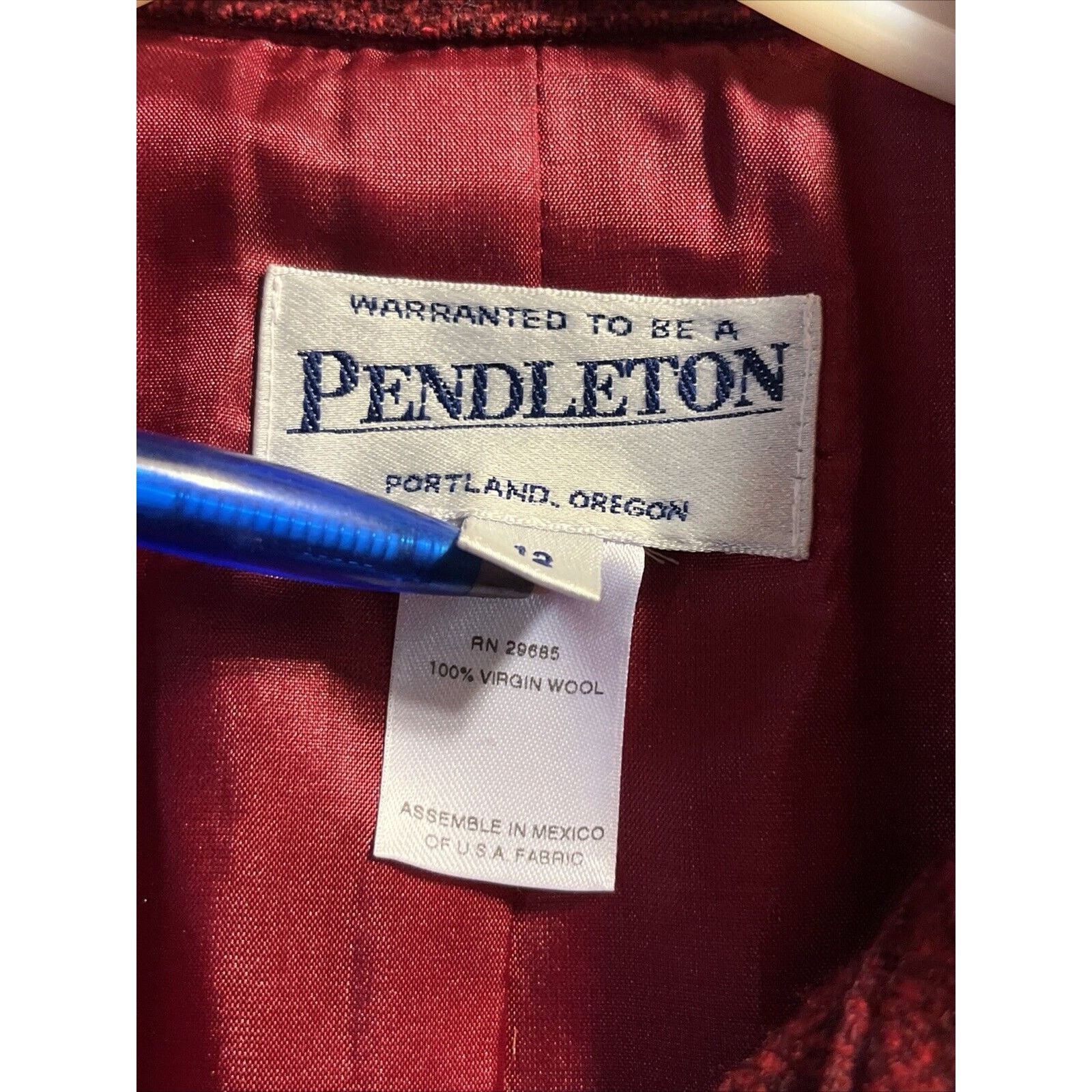 Pendleton Pendleton Women’s Size 12 Red Wool Long Sleeve 5 Button Coat Size XL / US 12-14 / IT 48-50 - 3 Thumbnail