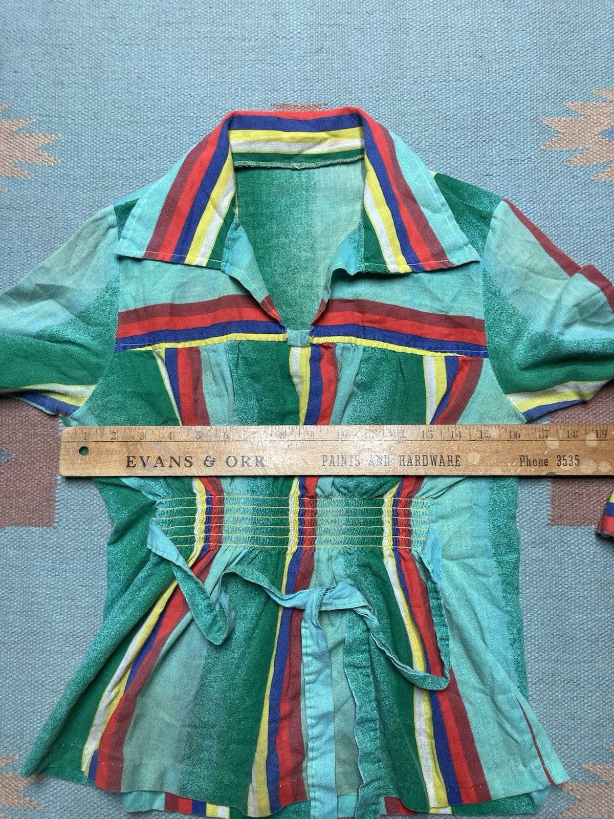Vintage 70s babydoll mini dress stripe mod retro boho psychedelic S? Size S / US 4 / IT 40 - 4 Thumbnail