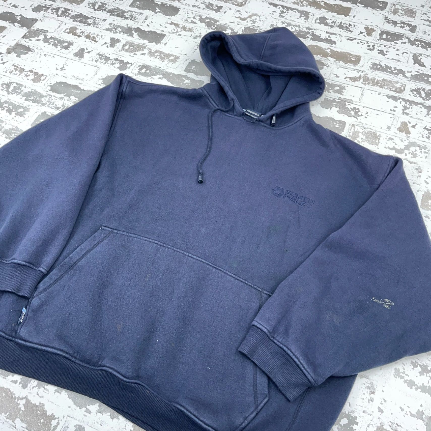 Southpole VINTAGE South Pole Hoodie Men 2XL Navy Blue Pullover Sweatshirt Fleece Hooded Size US XXL / EU 58 / 5 - 3 Thumbnail