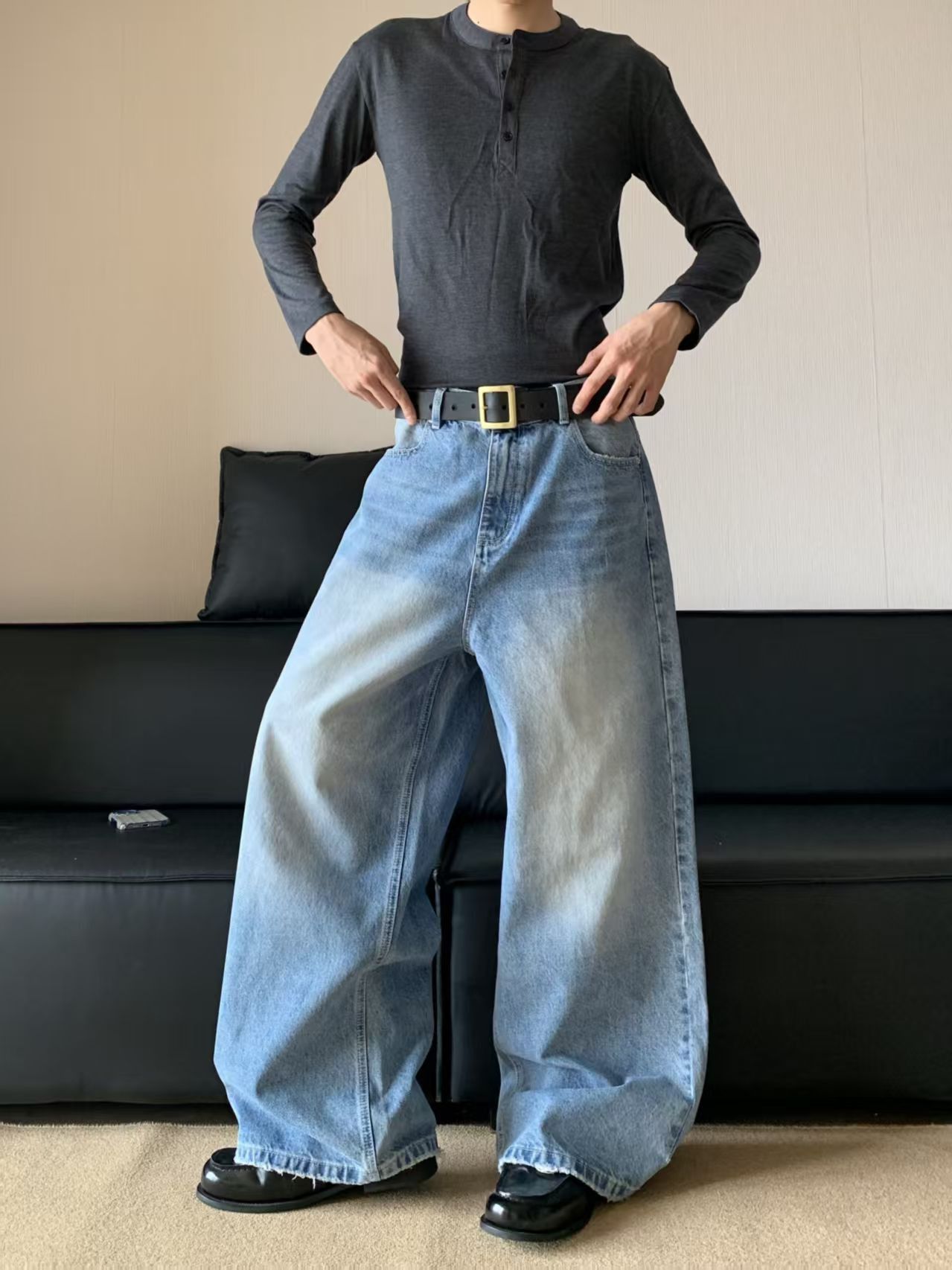 Vintage Blue casual retro curved straight leg jeans Size US 32 / EU 48 - 1 Thumbnail