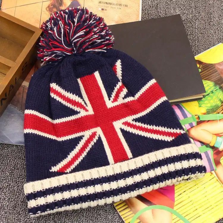 Vintage Fashion Casual Striped Flag Beanies Size ONE SIZE - 1 Thumbnail