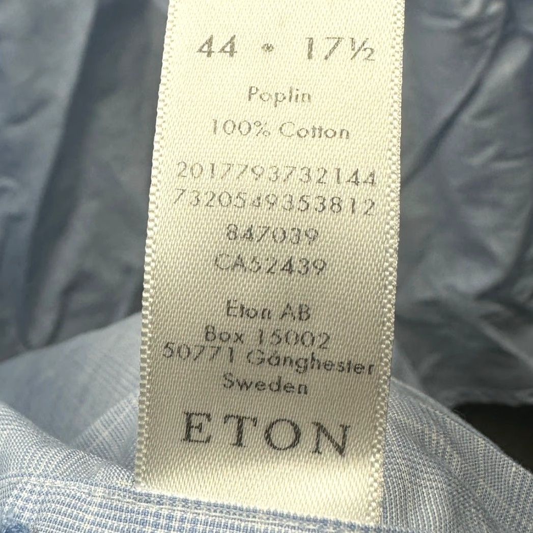Eton VINTAGE Eton Poplin Graph Plaid XL Long Sleeve Shirt Mens Button Up Blue White Size US XL / EU 56 / 4 - 3 Thumbnail