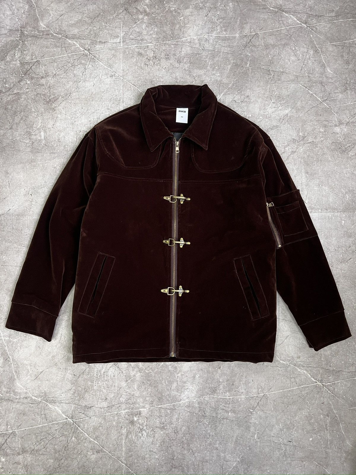 Velvet brown jacket fireman claps velour bomber