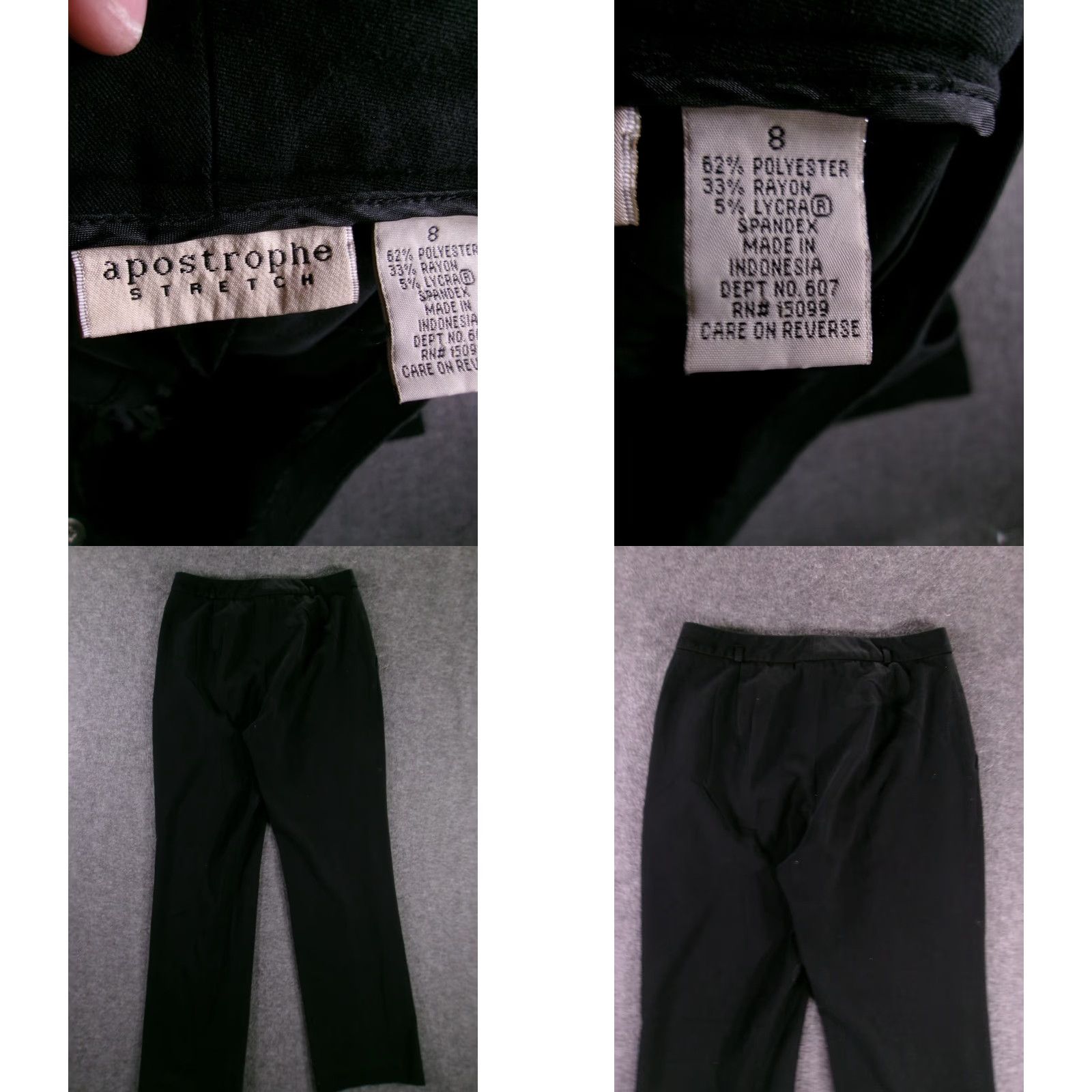Vintage Apostrophe Pants Women 8 Black Straight Leg Stretch Capsule Preppy City Size 30" / US 8 / IT 44 - 8 Thumbnail