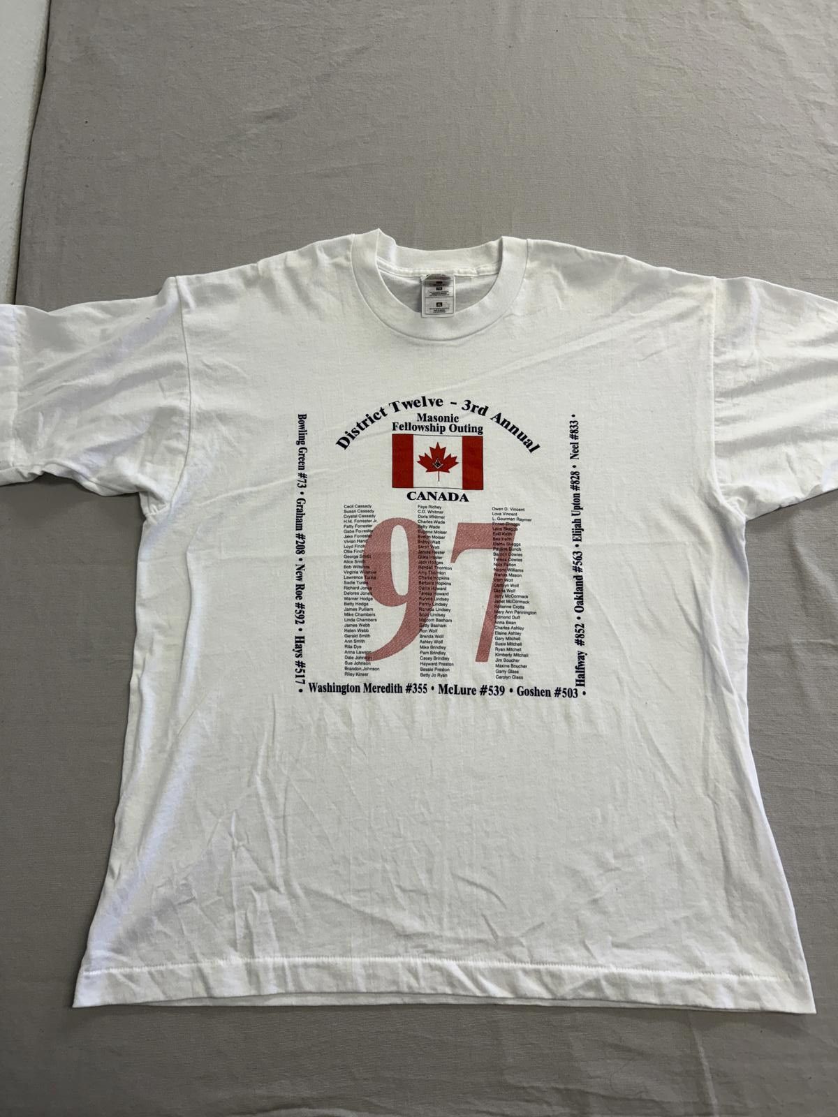 Fruit Of The Loom Vintage Free Masonry T-shirt Masonic Fellowship Outing 1997 Size US XL / EU 56 / 4 - 1 Thumbnail