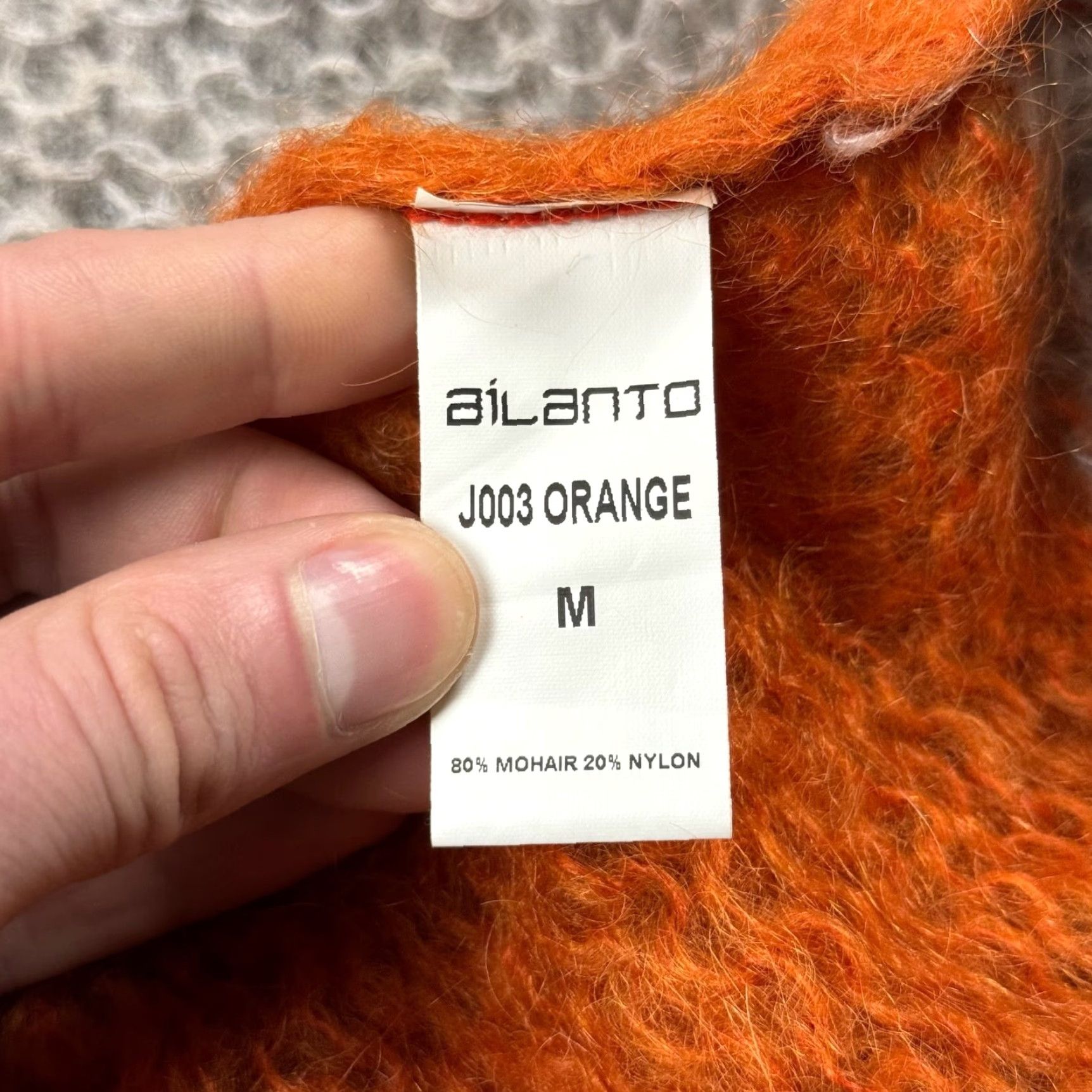Vintage VINTAGE AILANTO Designer Spain Open Front Fuzzy Mohair Cardigan Women Size M Orange Geometric Knit Fall Winter Spring Size M / US 6-8 / IT 42-44 - 6 Thumbnail