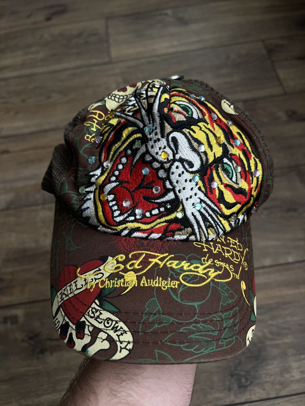 Christian Audigier × Ed Hardy × Vintage Ed Hardy cap vintage brown hat Y2K Christian Audigier Size ONE SIZE - 2 Thumbnail
