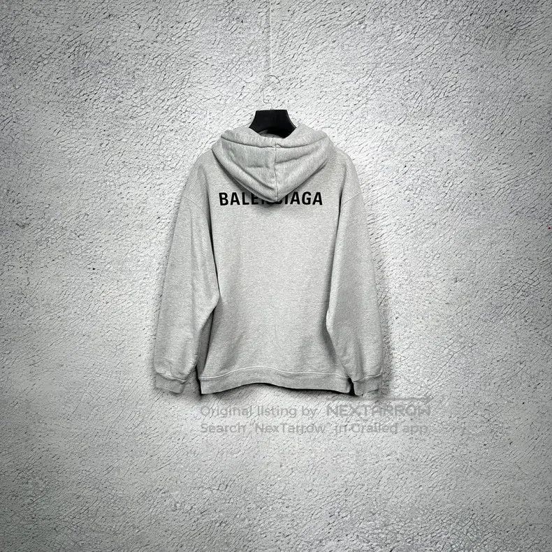 Balenciaga Balenciaga Grey classic front and back logo hooded sweatsh Size US M / EU 48-50 / 2 - 2 Thumbnail