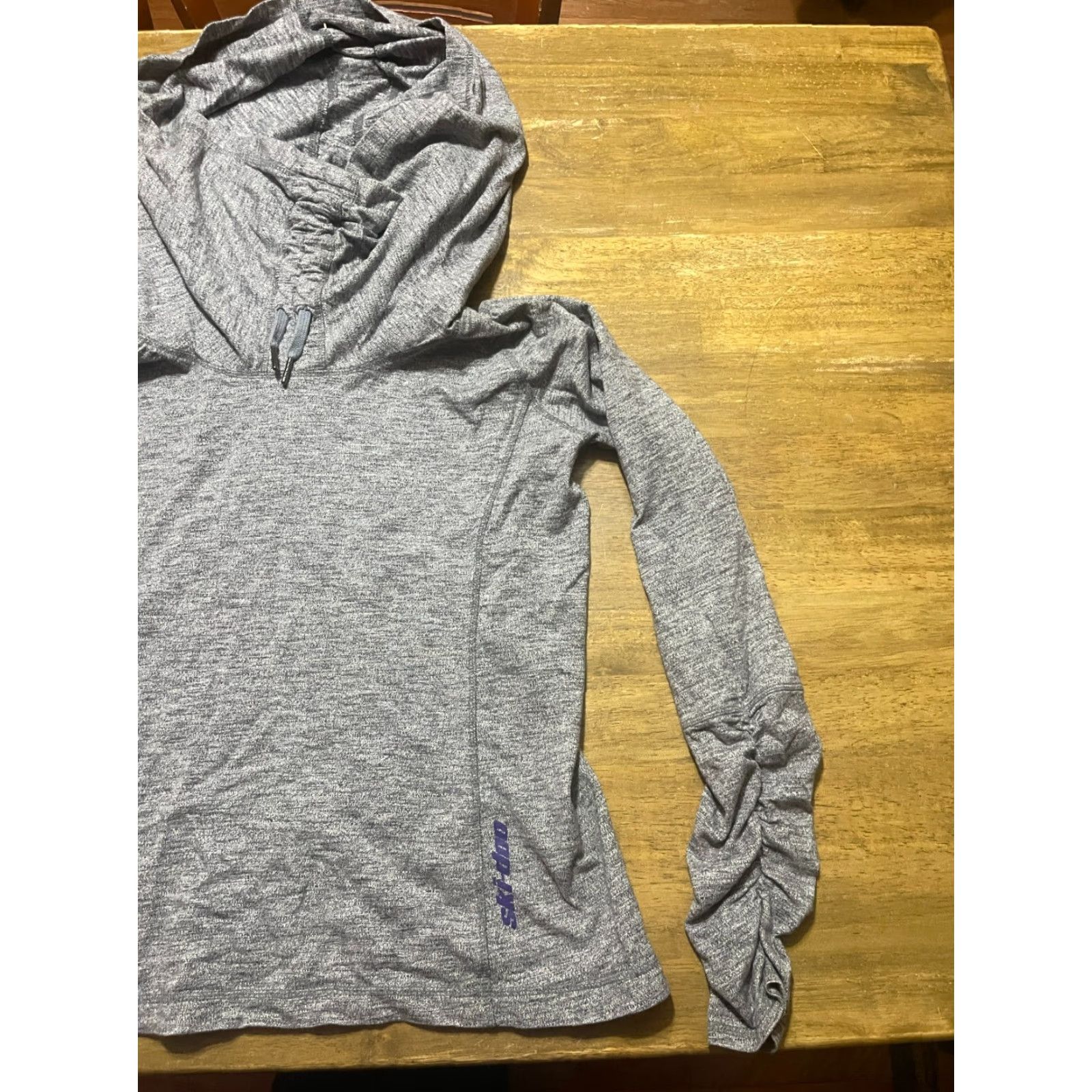 Vintage Ski-Doo Hoodie Womens XL Gray Pullover Drawstring Ruched Sleeve Regular Fit Activewear Sweatshirt Size XL / US 12-14 / IT 48-50 - 3 Thumbnail