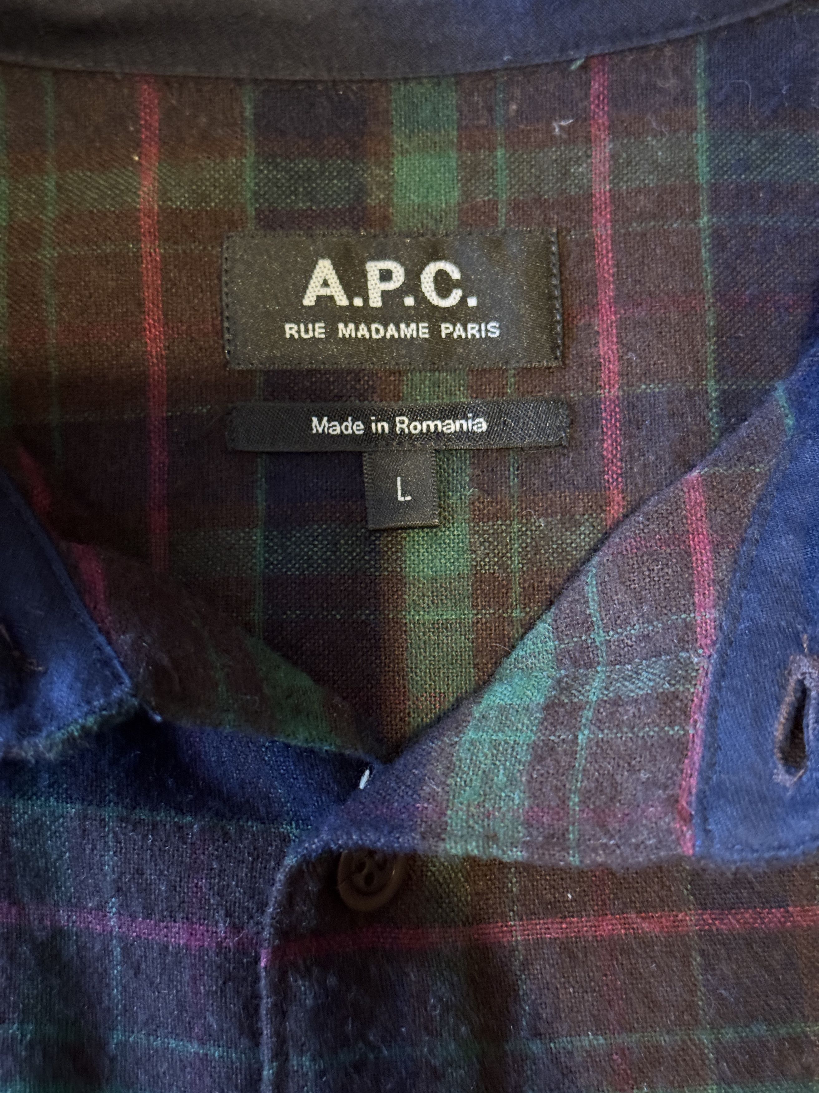 A.P.C. Plaid Wool Flannel Shirt Size US L / EU 52-54 / 3 - 3 Thumbnail